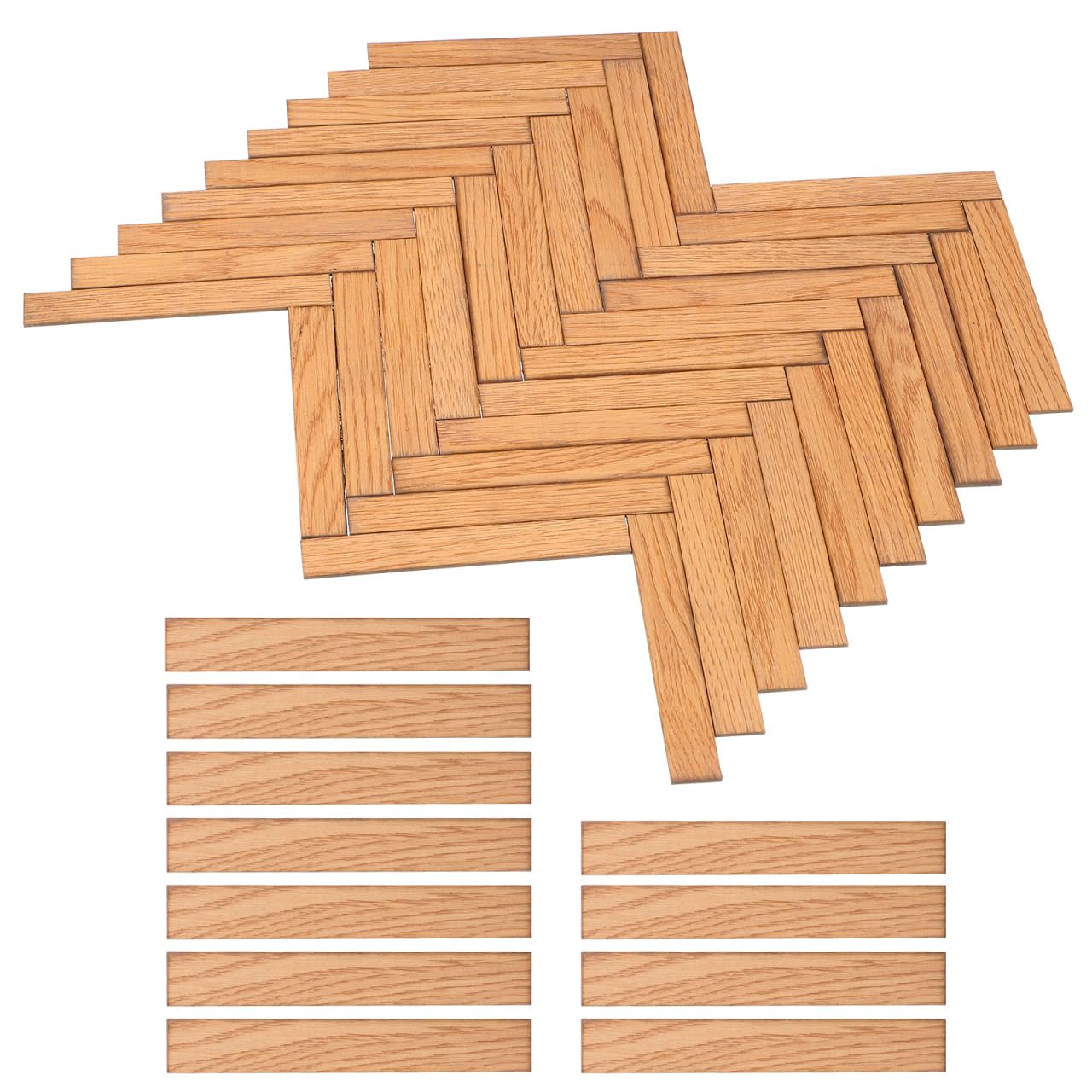 BESPORTBLE 40pcs Miniature Dollhouse Flooring – Self-Adhesive Wood Floorboards for Doll House Accessories, Mini House Decor & Scene Decoration, Light Brown