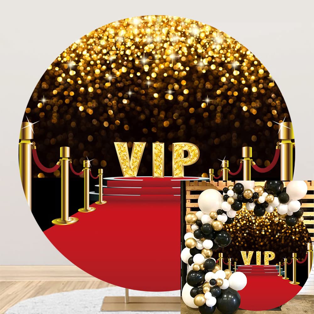 Sfondo rotondo con tappeto rosso, sfondo a tema cinema notturno a tema palcoscenico dorato glitterato VIP sfondo rosso attività matrimonio festa di compleanno decorazione servizio fotografico