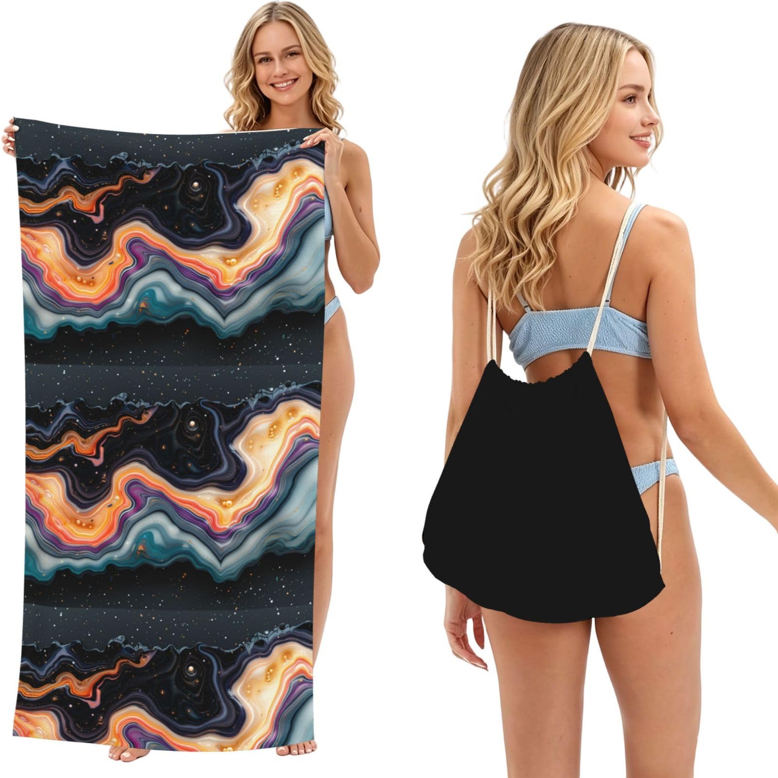 SKGOHLH Unique patterns 2in1 Packable Beach Towel Bag Women