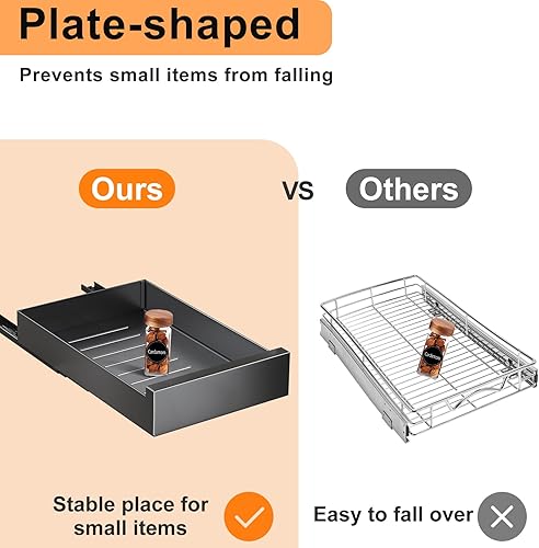 Miniatura 2 de Organizador de gabinete extraíble, 21 pulgadas de profundidad, cajones deslizantes para armarios de cocina, organizadores extraíbles para el hogar