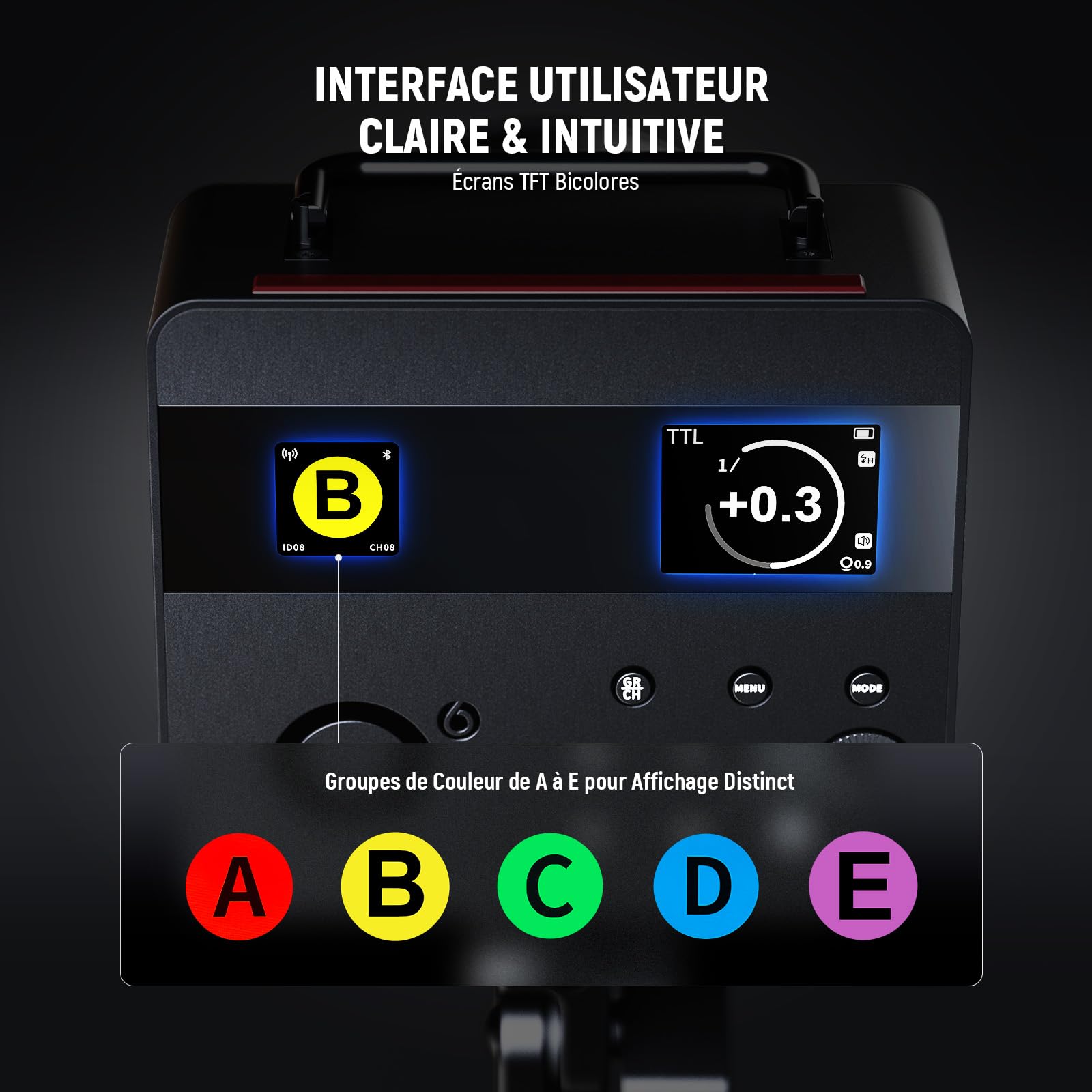 NEEWER Q6 600Ws 2,4GHz TTL Flash Studio extérieur avec app contrôle,Compatible avec Godox,Vitesses d'obturation 1/1 à 1/512,1/8000 HSS,Lampe Pilote LED Bicolore 30W,Temps Recharge de 0,01 à 0,9s
