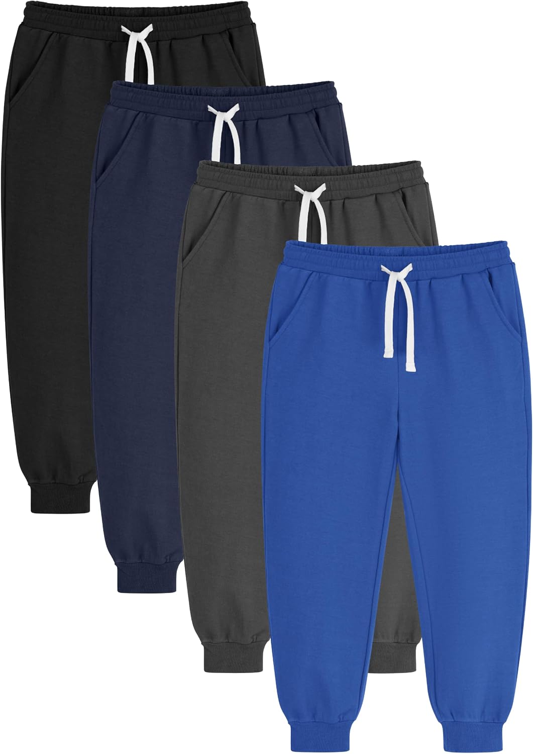 Cooraby 4 Pack Toddler Boys Pure Cotton Sweatpants Kids Athletic Jogger Pants with Pockets Drawstring for Boys 2T-8Y