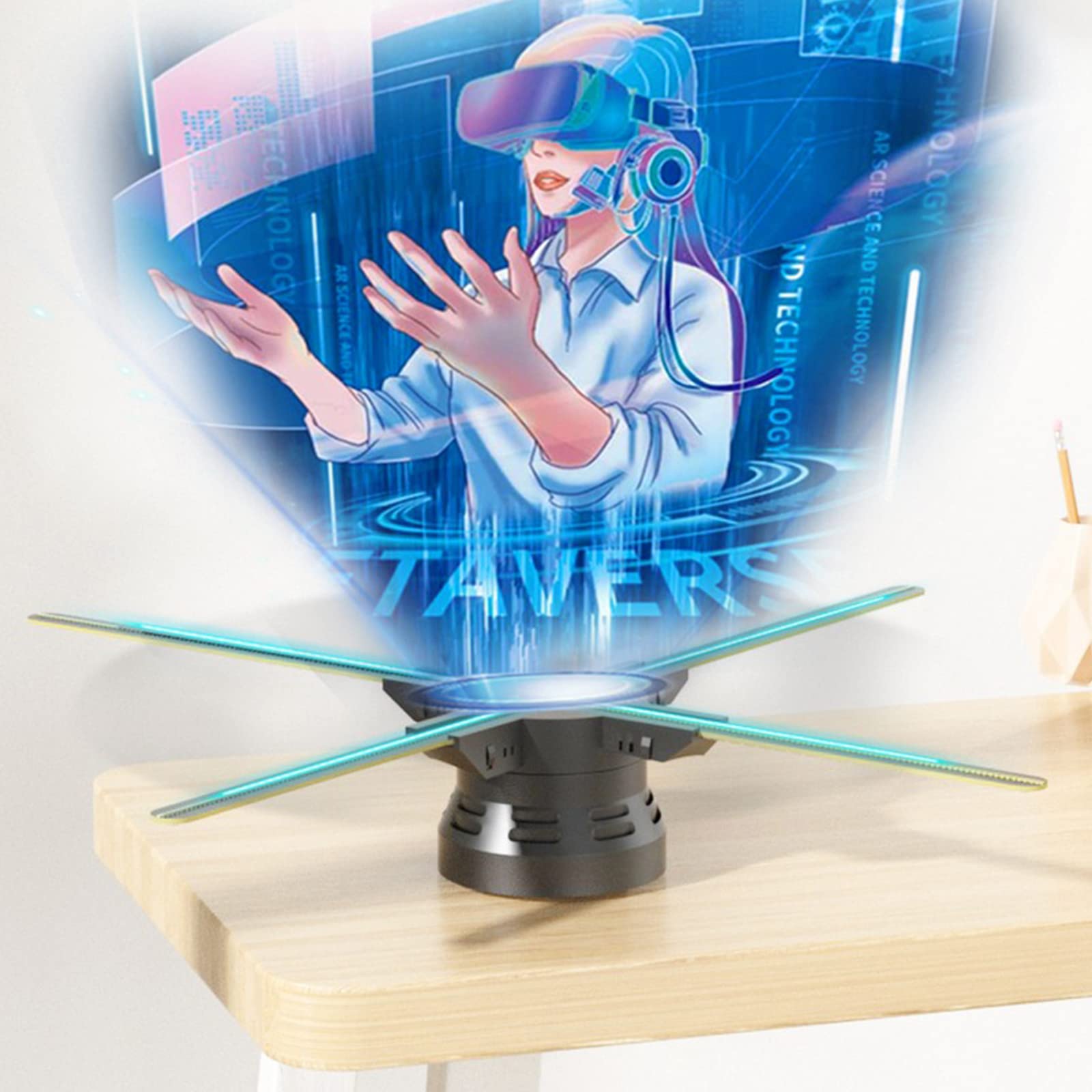 Holograficzny Wentylator 3D, 23,62 "3D Hologram Fan Projektor reklamowy wideo Holograficzna lampa obrazowa Obsługa obrazów i wideo