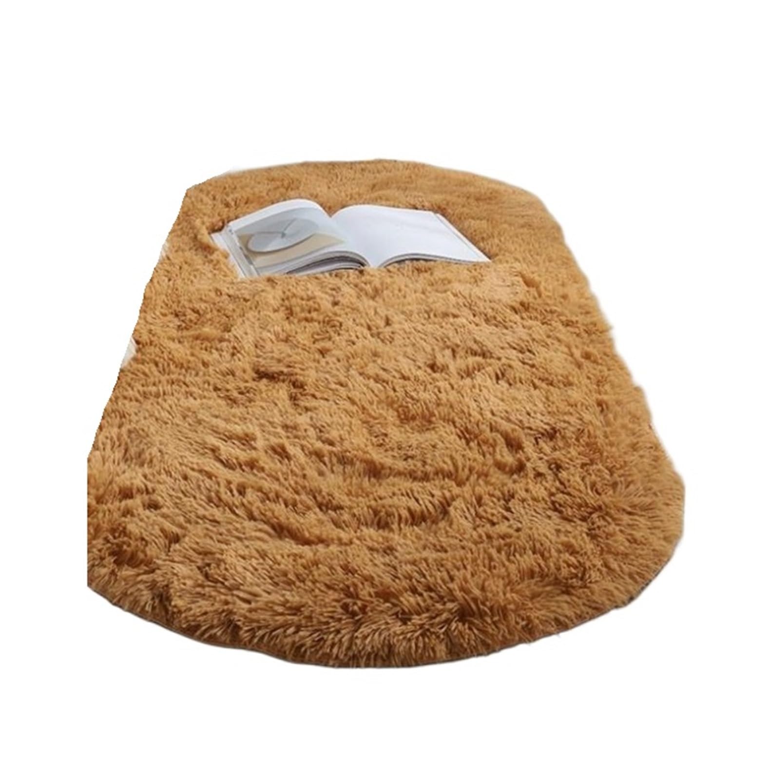 Tapis ovale en peluche kaki 80x160 cm idéal pour habiller un salon chic et cocooning