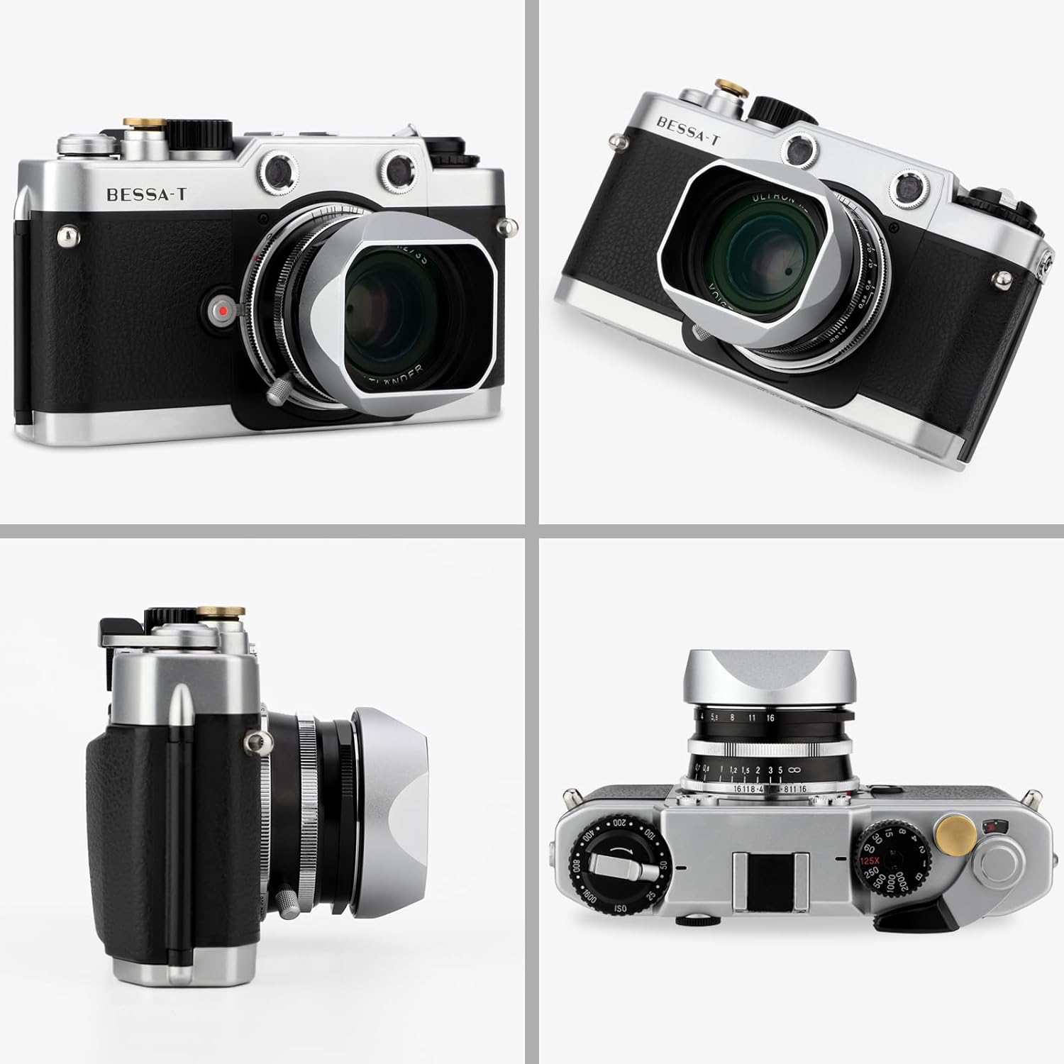 Haoge Square Metal Lens Hood for Voigtlander 35mm F2 35mm F1.5 28mm F2.0 Type I & II Ultron Aspherical Vintage Line Leica VM Mount Lens LH-VM13P-NS Silver Bayonet Design Replace LH-12 LH-4N