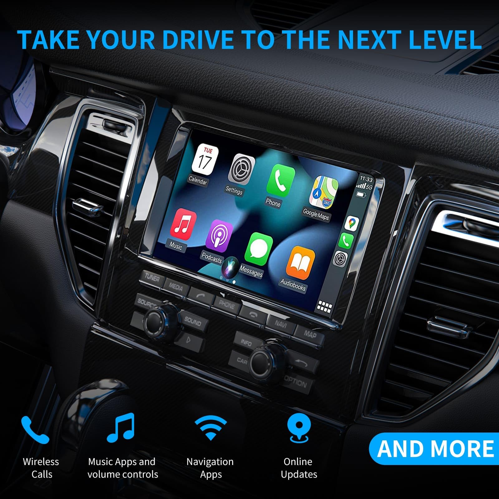 Bezprzewodowy adapter CarPlay i Android Auto 2 w 1, mini pendrive do konwersji przewodowego CarPlay/Android Auto w bezprzewodowy, kompatybilny z samochodami z CarPlay i AA, USB C/A, Plug and Play