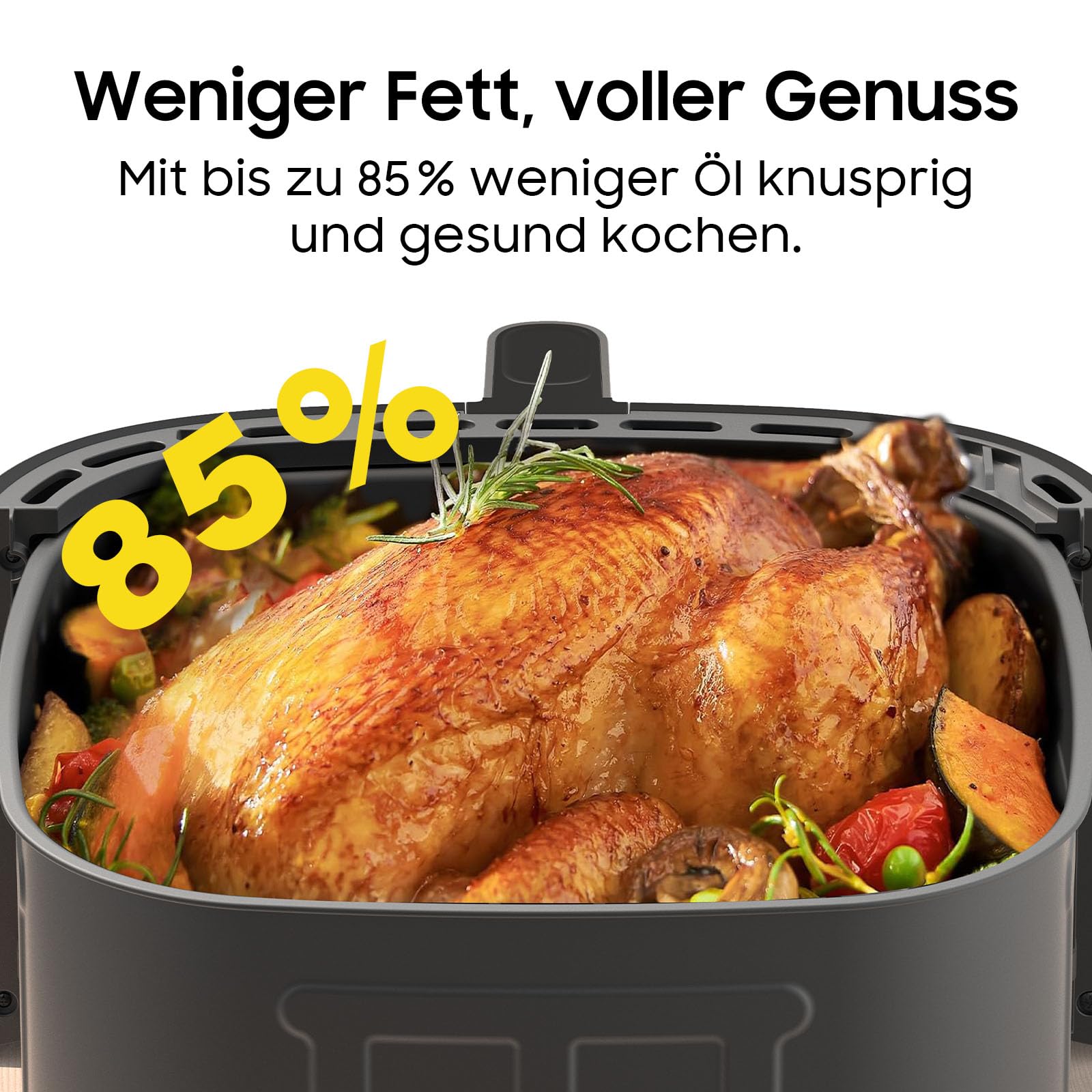 Heißluftfritteuse XXL 9L - 2350W Airfryer für Schnellgar, 9 Programmen, LED Display & Warmhaltefunktion, Metall-Innenraum, moderne Luftfritteuse Für Familienmahlzeiten