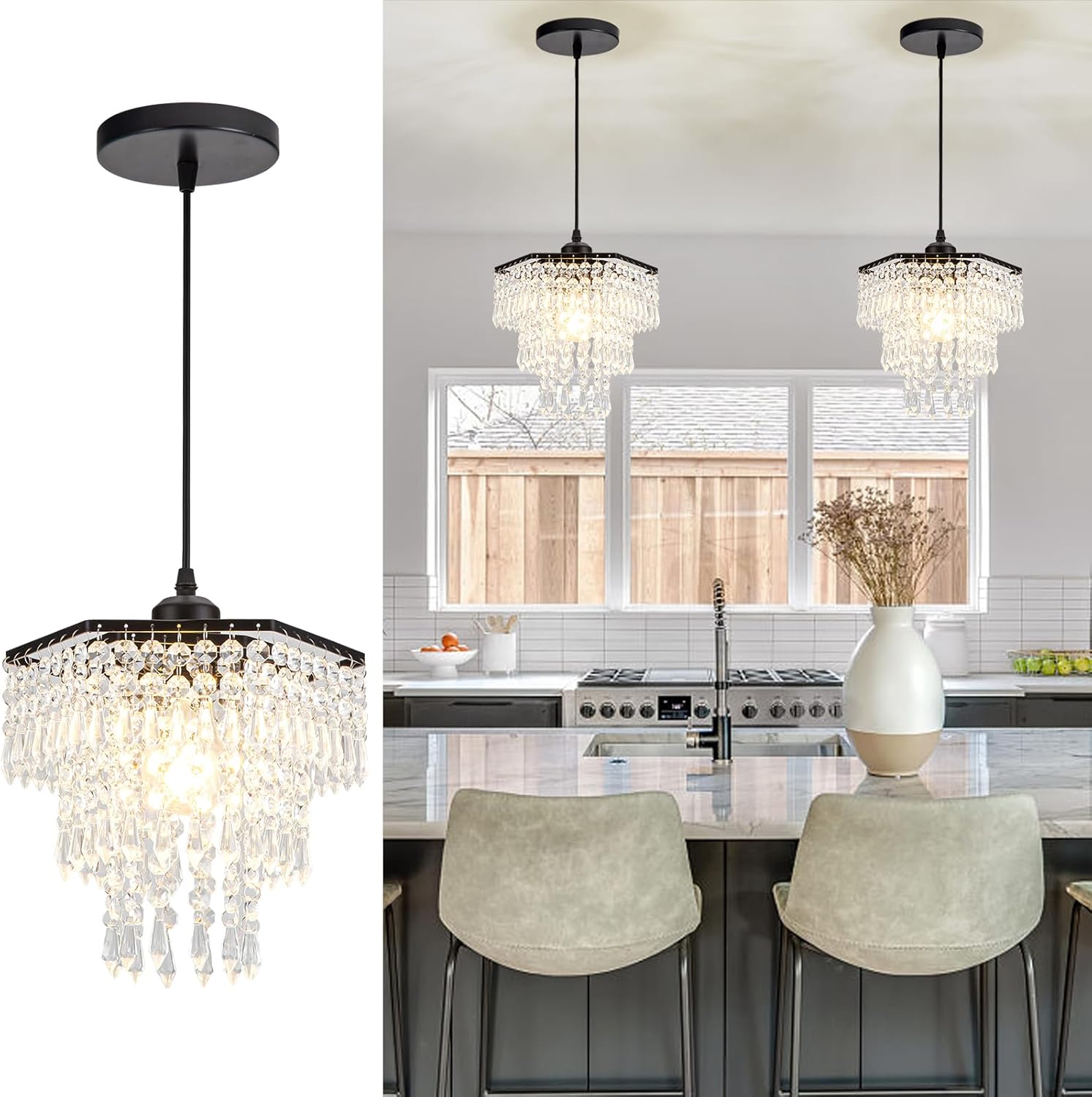 HongnuoFc Candelabros de cristal de 3 niveles modernos mini