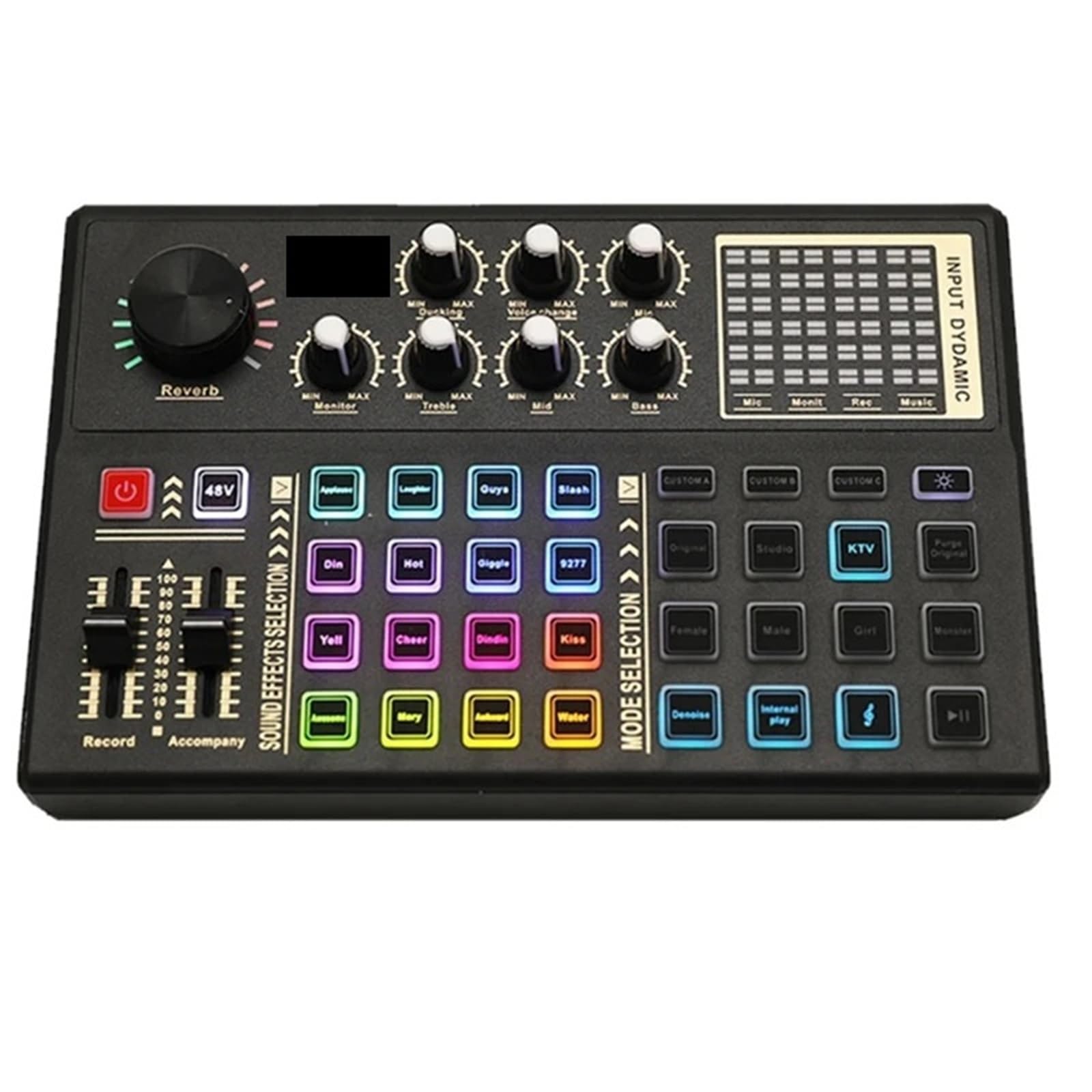 Controladora DJ, Tarjeta de sonido en e interfaz de con múltiples efectos de mezclador de DJ, cambiador de voz y luz LED.