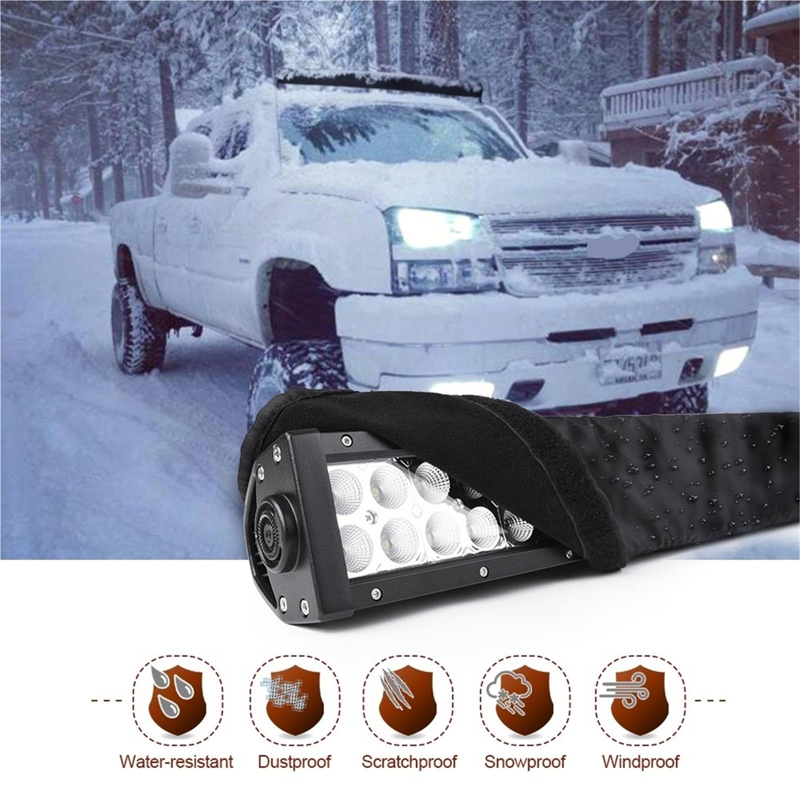 Headlight Eyelid Covers Funda Universal para Palanca de Cambios, Compatible con Barras de luz LED Curvas y Rectas de 22, 32, 42 y 52 Pulgadas.(1pc 22 Inch Cover)