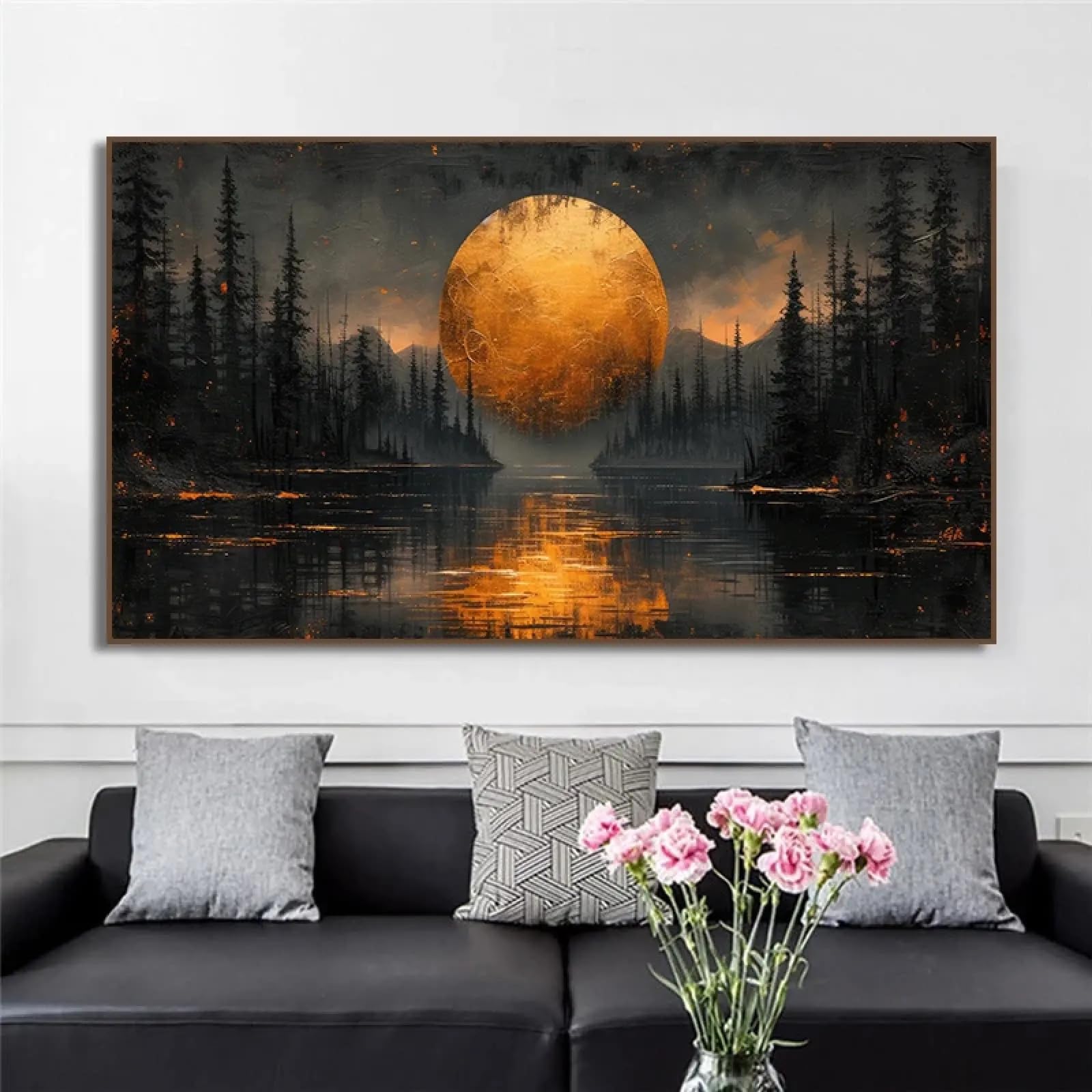 Affiche de lune dorée grand format 70x130cm sur toile de qualité - 8