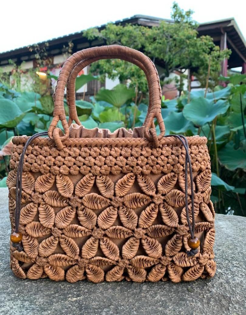 山葡萄 山葡萄籠バッグ 30年以上の経験職人手編み 六角 立体花編み 内