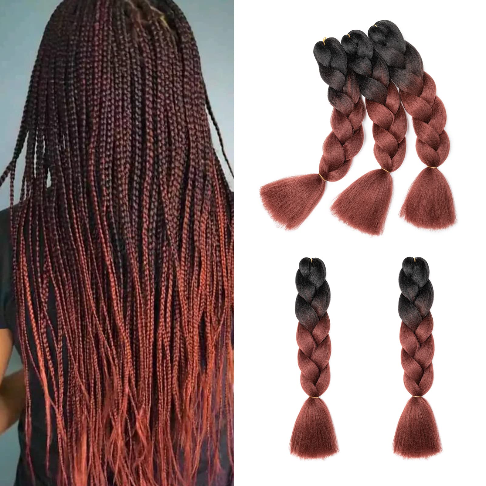 60cm Extensiones de Pelo Trenzas Africanas Castaño Oscuro Extensiones para Trenzas Africanas 1 pcs 100g Kanekalon Pelo para Trenzas Africanas Sintetico Extensiones de Trenzado Cabello Braiding — view 76