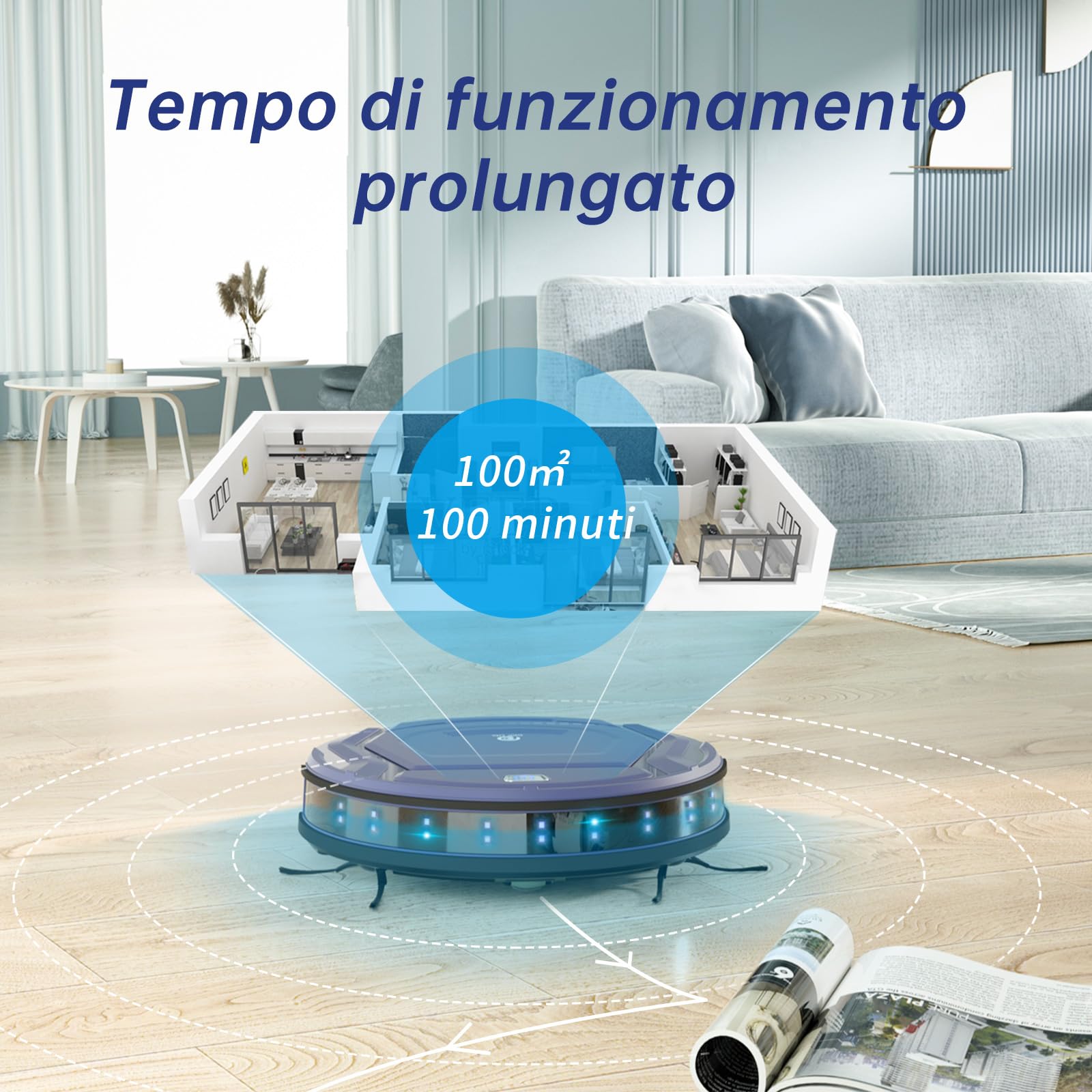 OKP Robot Aspirapolvere,Super Sottile Aspirapolvere Robot Domestiche Silenzioso Autocaricante,Aspirazione 2100Pa Controllo WiFi/App/Alexa,Ideale per Peli di Animali Tappeti Pavimento Duro