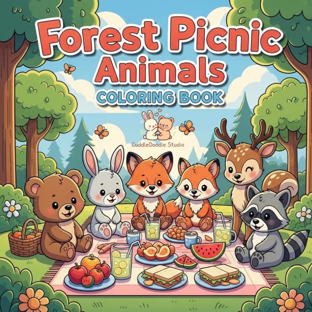 Forest Picnic Animals: forest picnic coloring pages