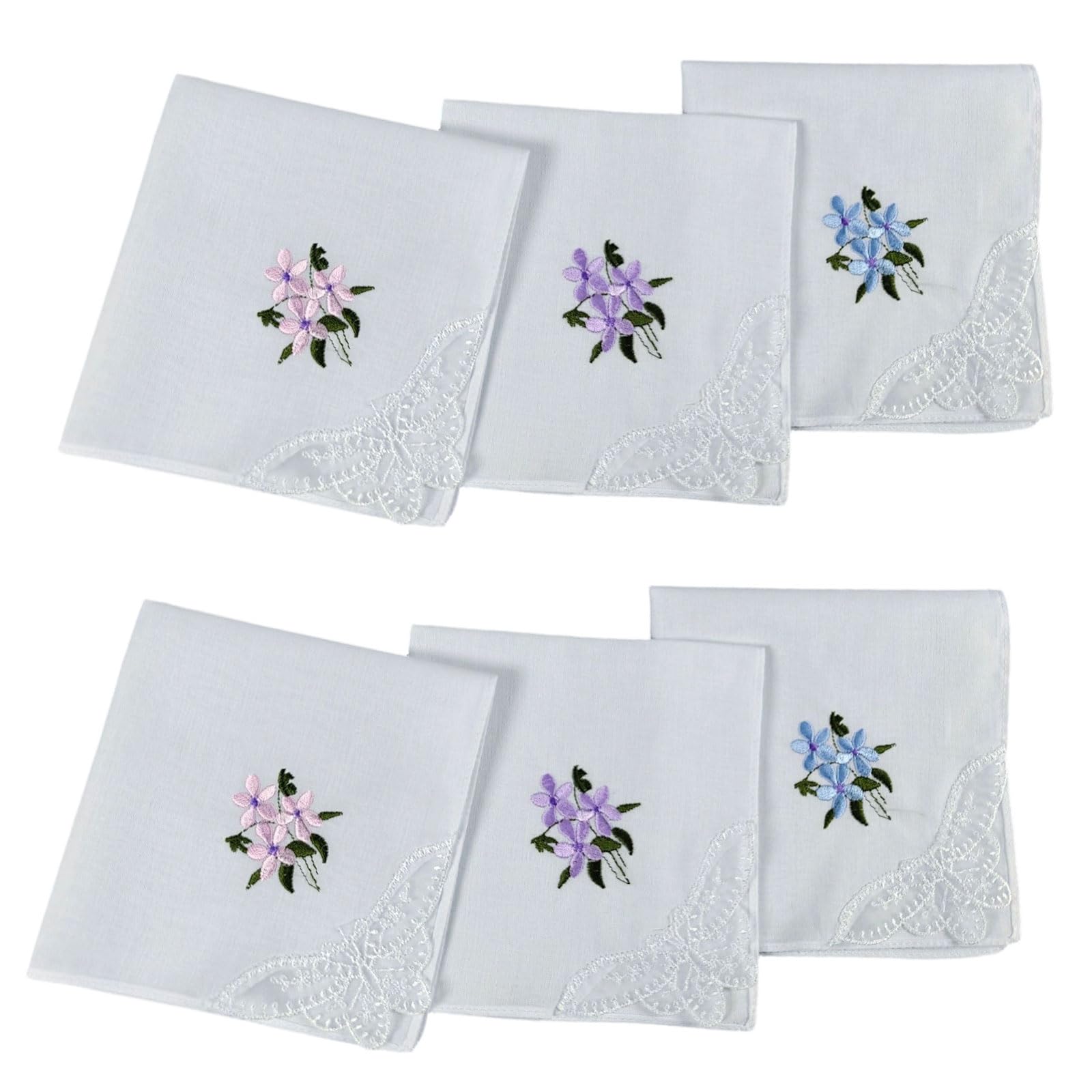 Kaeltsyn Handkerchiefs Featuring Beautiful Embroidery Patterns Soft Sturdy and Portable Embroidered Handkerchief