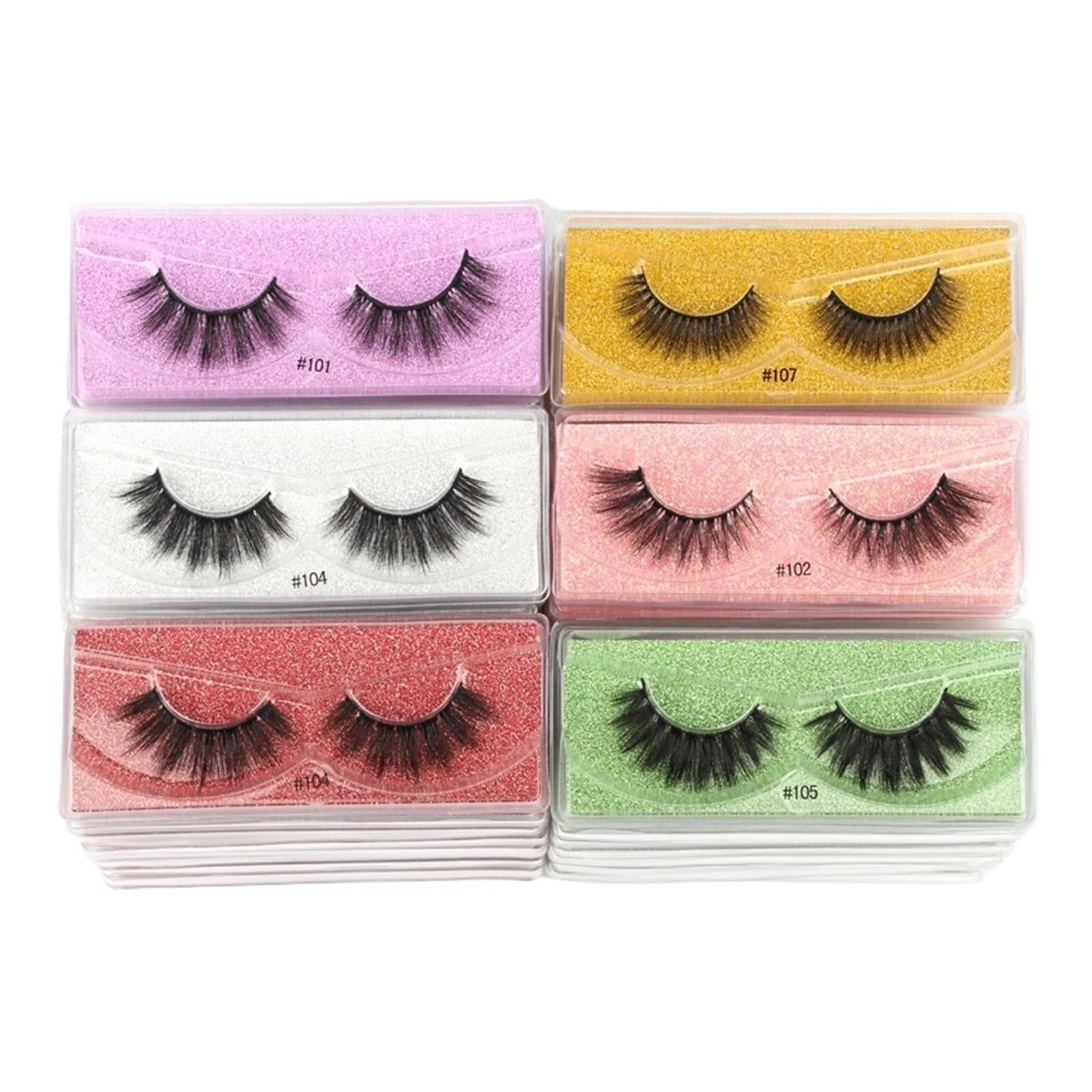 UAMOU Sztuczne rzęsy 4/50/100 sztuk rzęsy 3D makijaż z norek naturalne sztuczne rzęsy puszyste delikatne długie sztuczne Cils maquillaje femme Cheerfully (Color : BLACK+RED, Size : MIX 10 PAIRS)
