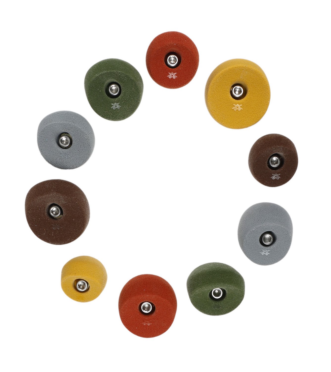 Atomik Rock Climbing Holds Set of 10 Medium Bolt-On Barefoot Friendly Scoops in Assorted Earth Tones