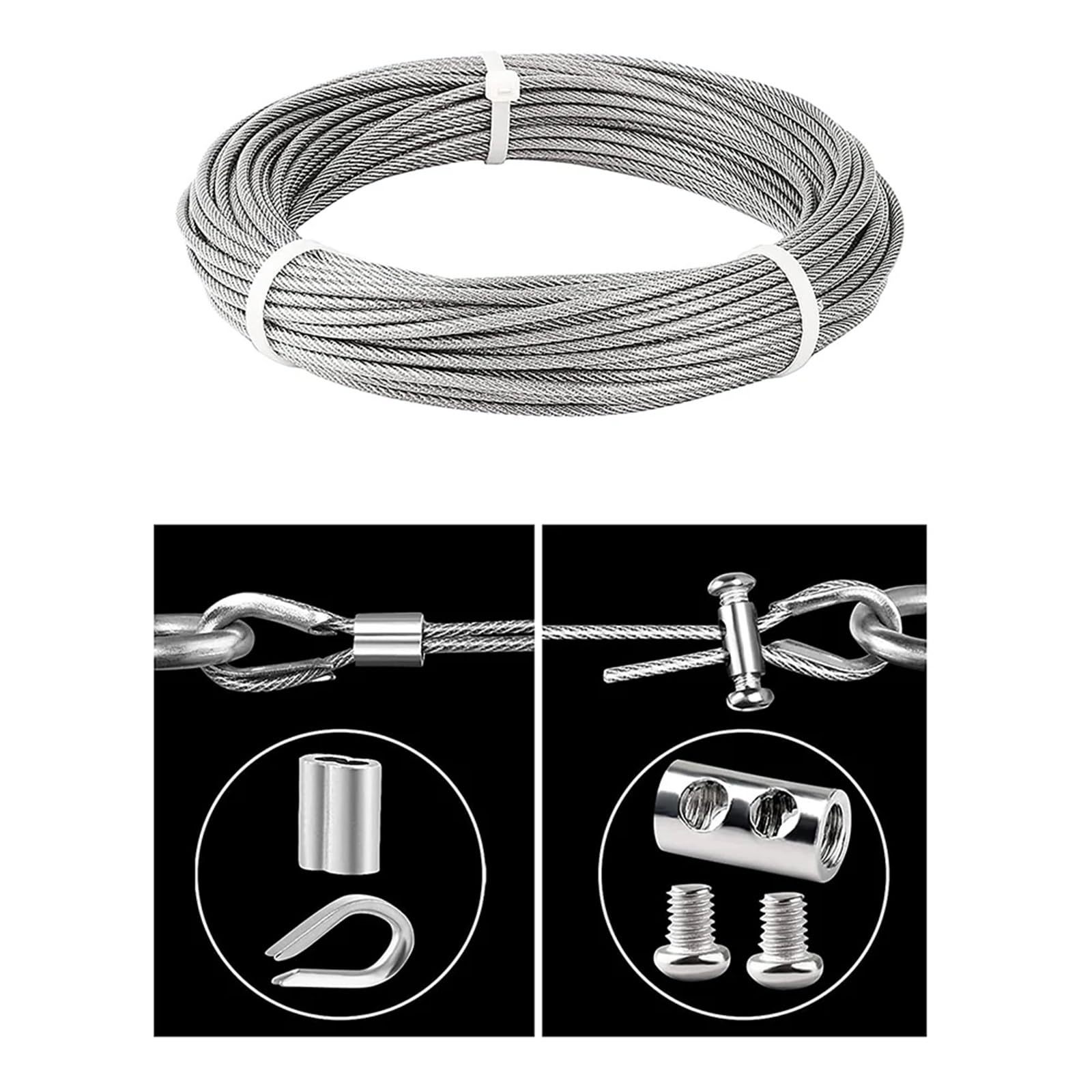 Tenditore Cavo Acciaio Kit tenditore tenditore filo da giardino da 20 m con cavo metallico Kit ringhiera cavo in acciaio inossidabile 304 for appendere quadri
