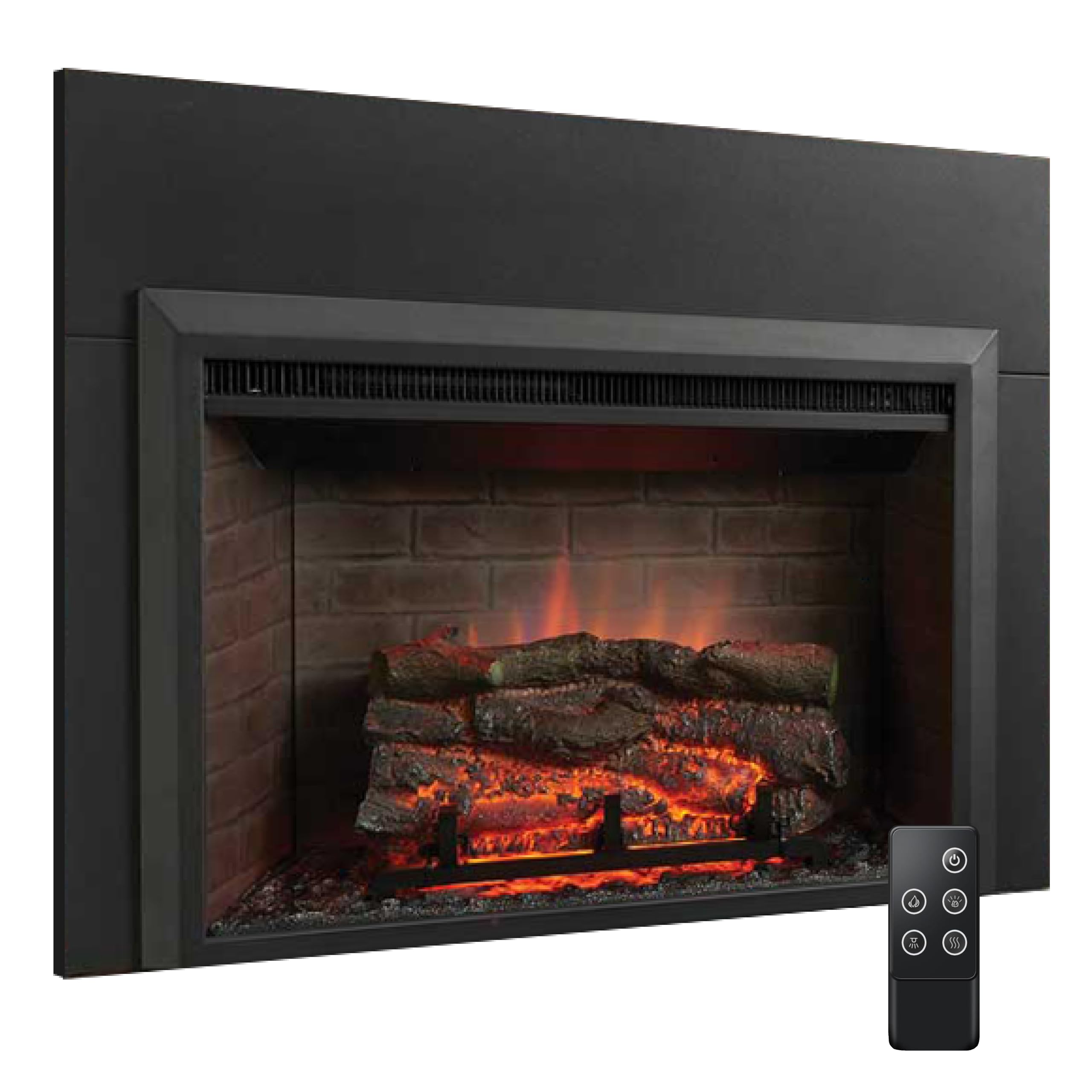 SimpliFire Electric Fireplace Insert, 32-Inch with Small Surround, Textured Logs, Remote Control, 1500W Heater (GI-32-ZC-IS-36-GI32)