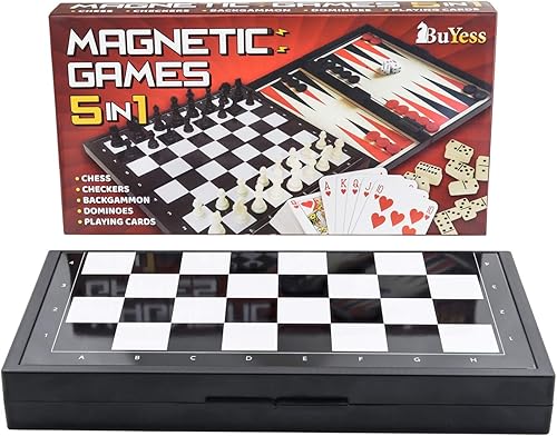 Juego de cartas y backgammon de ajedrez magnético 5 en 1, mini juegos de mesa de tamaño de viaje