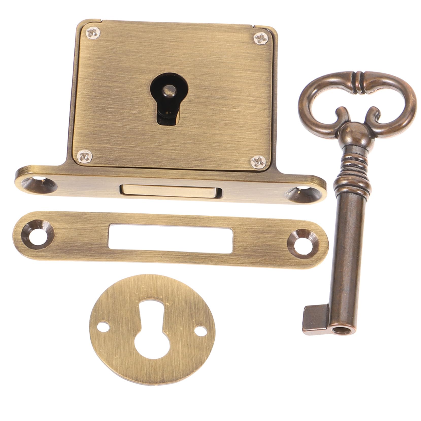 Schubladenschloss aus Messing mit Schlüssel, Antik Gold, 1 Satz