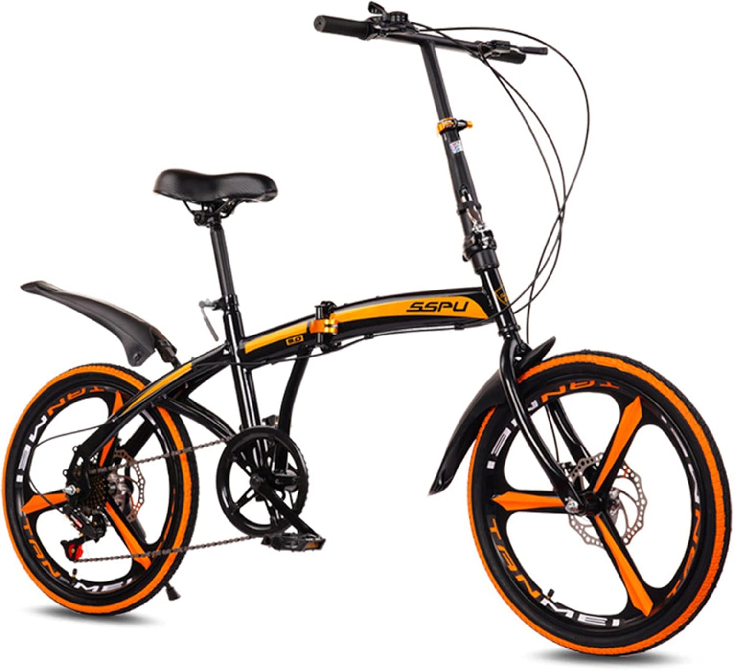 Bicicleta Plegable Para Adultos, Bicicleta De Montaña De 20 Pulgadas, Velocidad Variable, Plegable, Bicicletas De Carretera, Portátil, Duradera, Bicicleta De Ciudad Hombre/Black+o