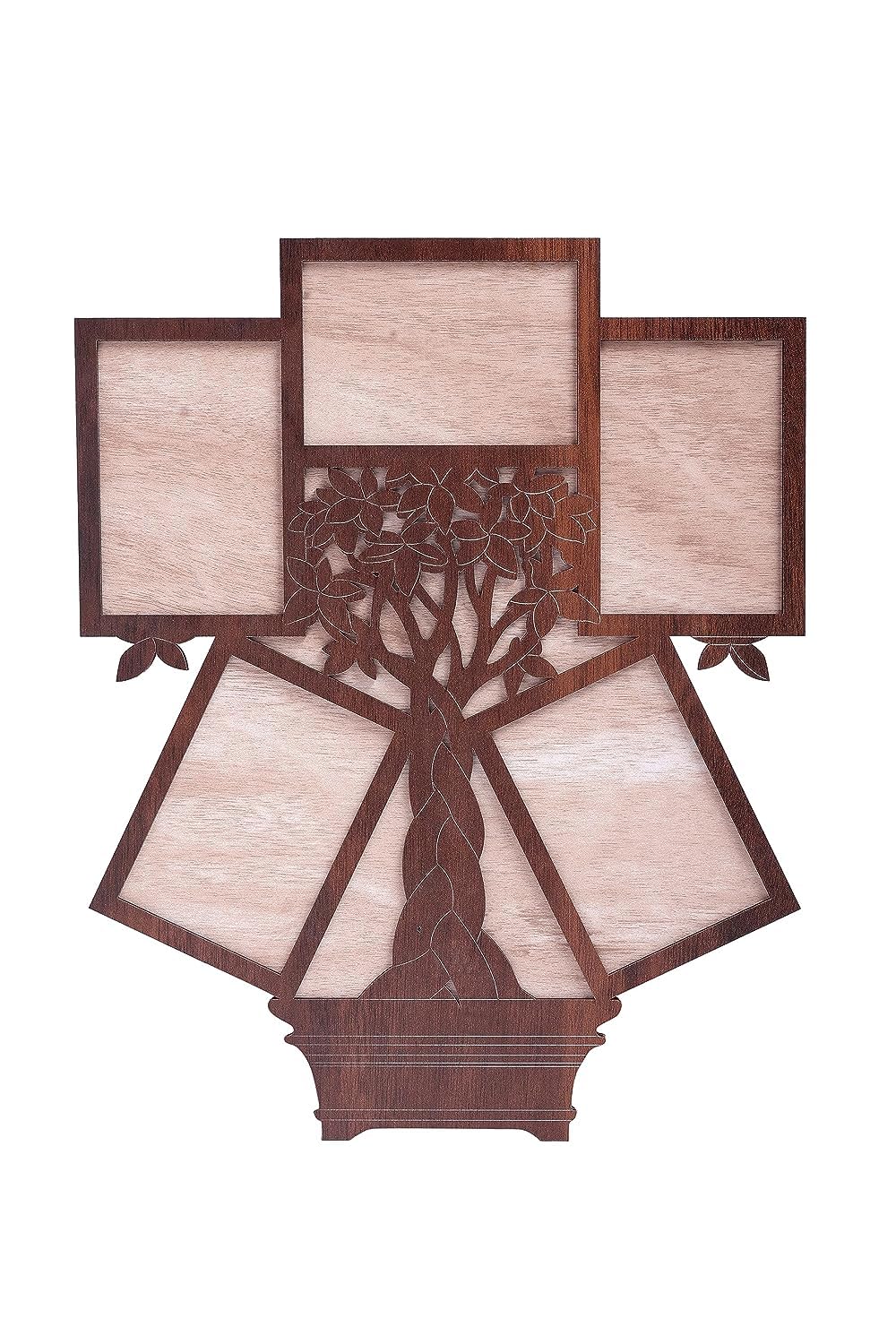 LYCUS Wooden Family Tree Photo Frame For Wall Decor Big Size Collage Frame for Birthday Gift | Anniversary Gift | House Warming Gift (5 Photographs, Wood Finish)