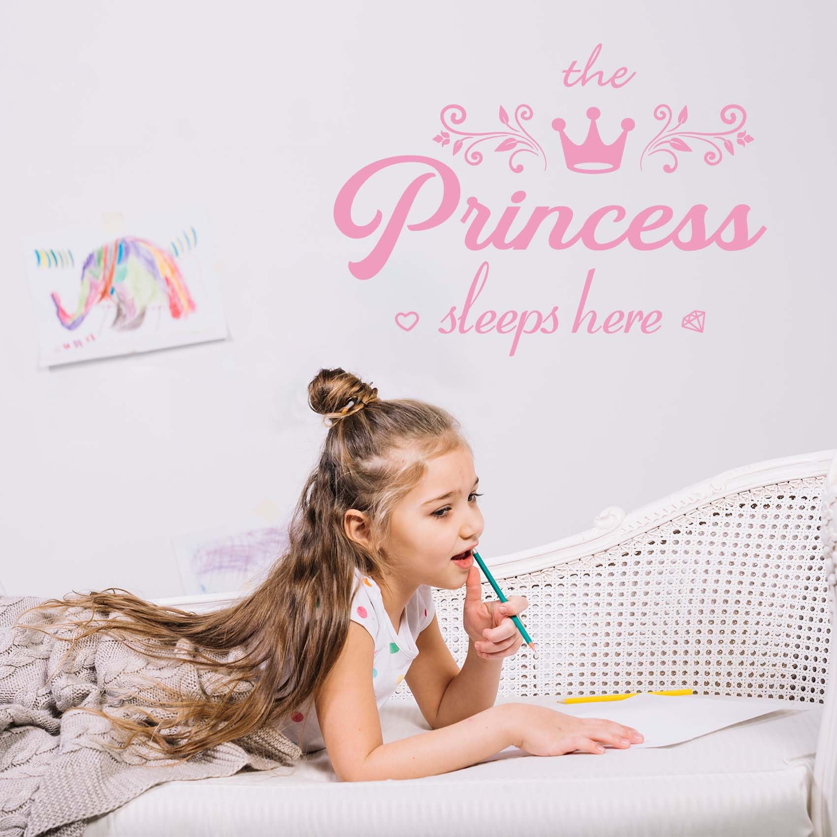 Pink Crown Wall Stickers, Princess Room Wall Decals Decor, Crown Wall Art Decor Wall Stickers for Girls Bedroom Decoration Nursery - Image 4