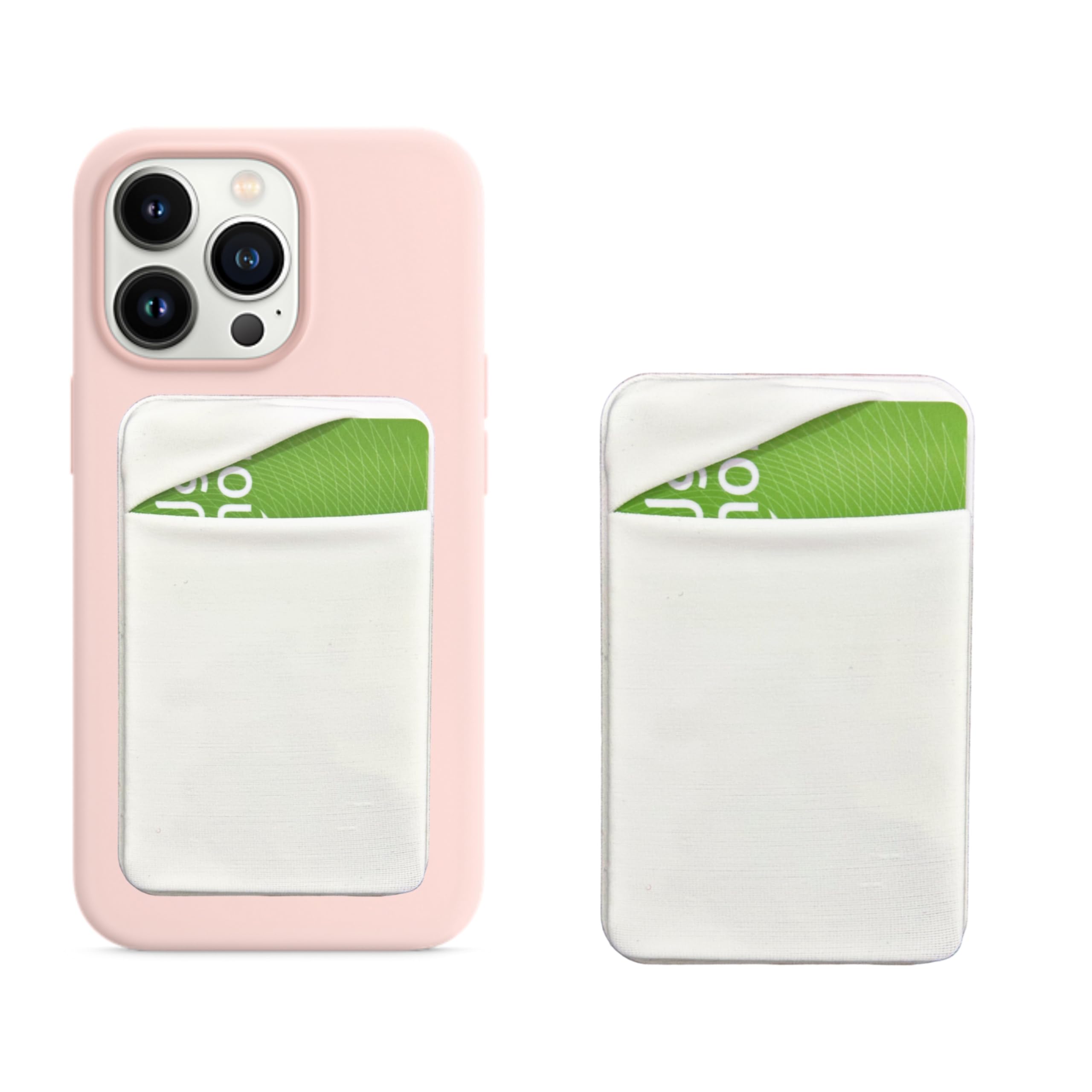 Smart Phone Card Holder Pocket for Back of Phone,Stretchy Lycra Stick on Wallet Credit Card ID Case Pouch Sleeve 3M Adhesive Sticker with Flap for iPhone or Samsung (White)-image-47