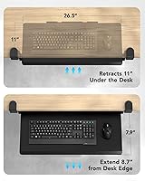 Vista 6 de HUANUO Keyboard Tray Under Desk, Pull Out Keyboard Tray with C Clamp Mount, 26.5″ W x 11.8″ D Slide Out Computer Keyboard Drawer Mouse Tray for