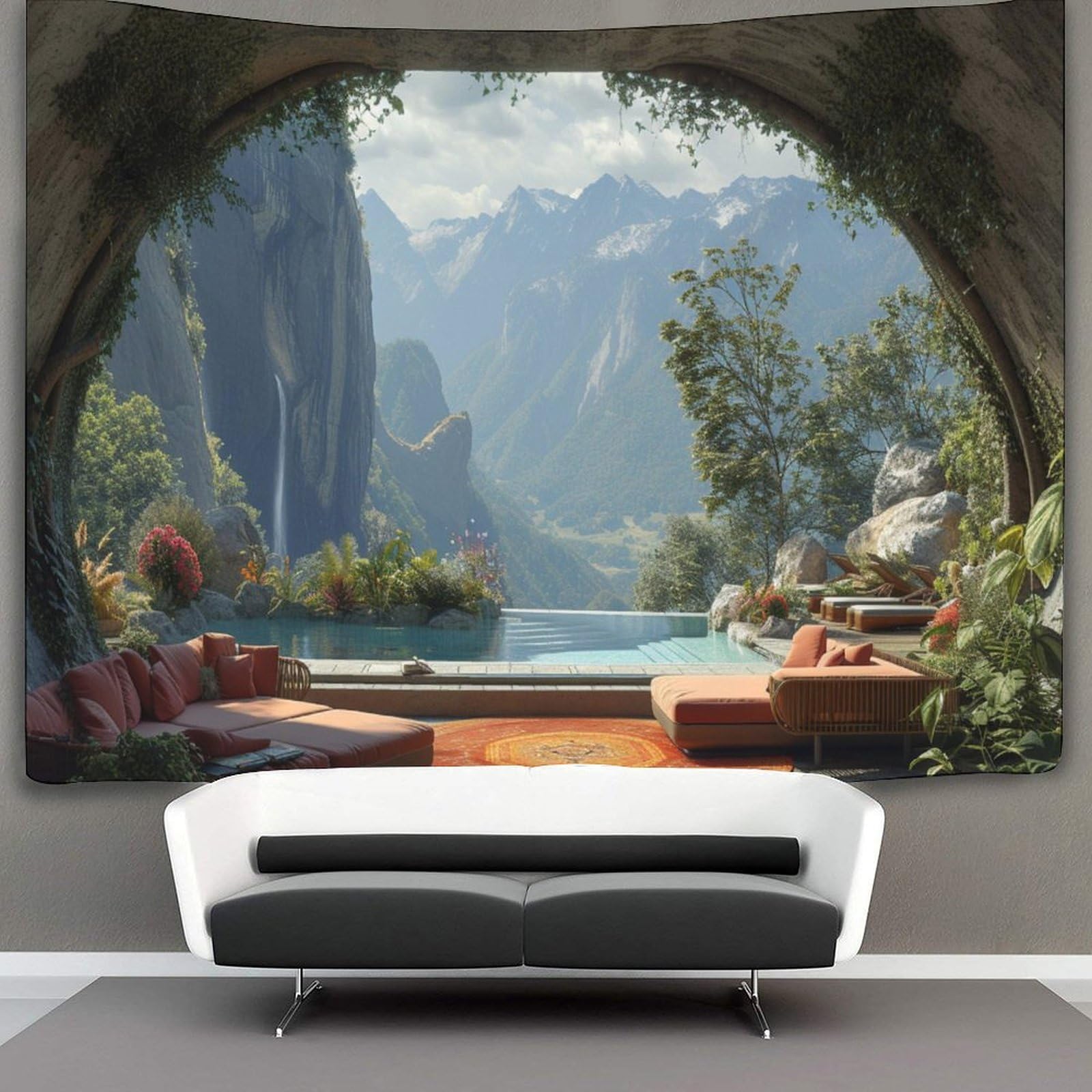 kaiyun Jungle Cabins Tapestry Wall Hanging Bio Buildings Wall Art for Living Room Bedroom Dorm 150cmx200cm