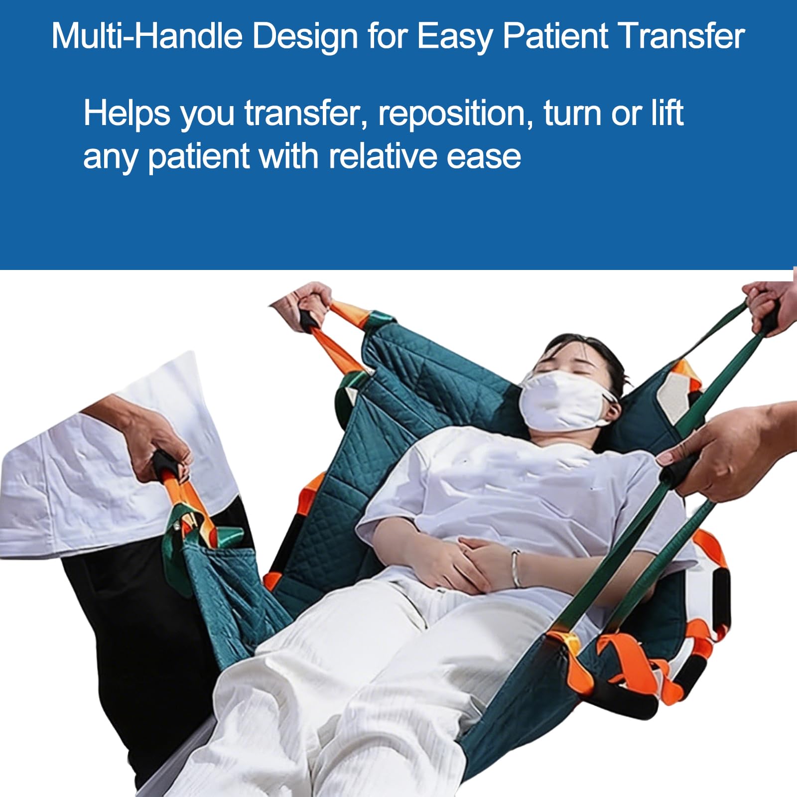 MObyat Almohadilla De Transferencia Y Posicionamiento De 80 * 140cm, Almohadilla De Transferencia Y Giro para Pacientes con Diseño De 12 Asas, Sábana De Posicionamiento Transpirable De 3 Capas