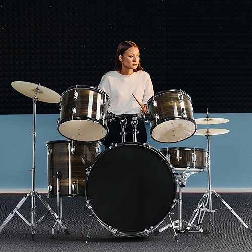 Vista 23 de Ktaxon Juego de batería para adultos de 22 pulgadas, kit de 5 piezas de tamaño completo con soportes de platillo, soporte de sombrero, palos, pedal