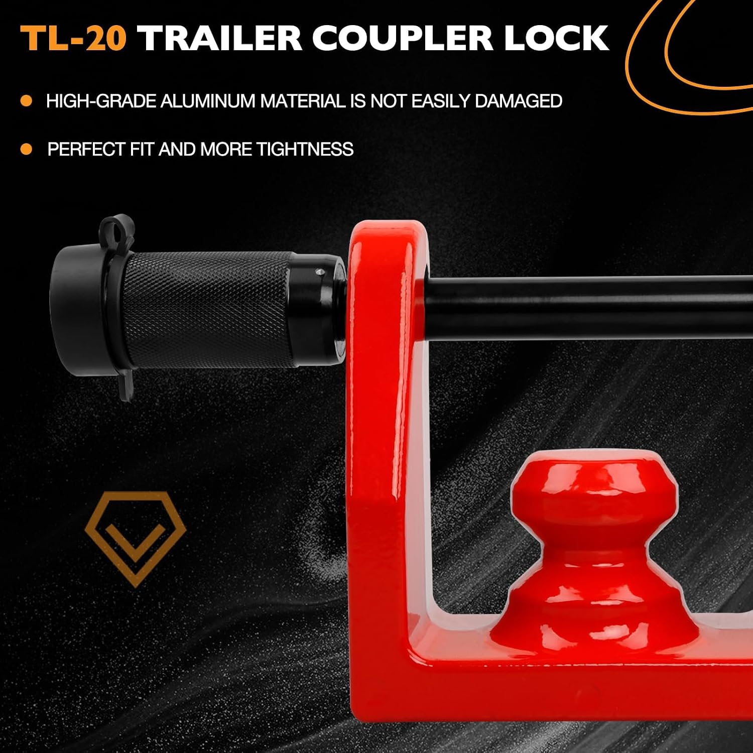 HQPASFY TL-20 Hitch Lock Fits for Bulldog Style Couplers, Hitch Coupler Lock with Pin Lock, Heavy-Duty Trailer Hitch Lock for Bulldog Style Couplers - Red