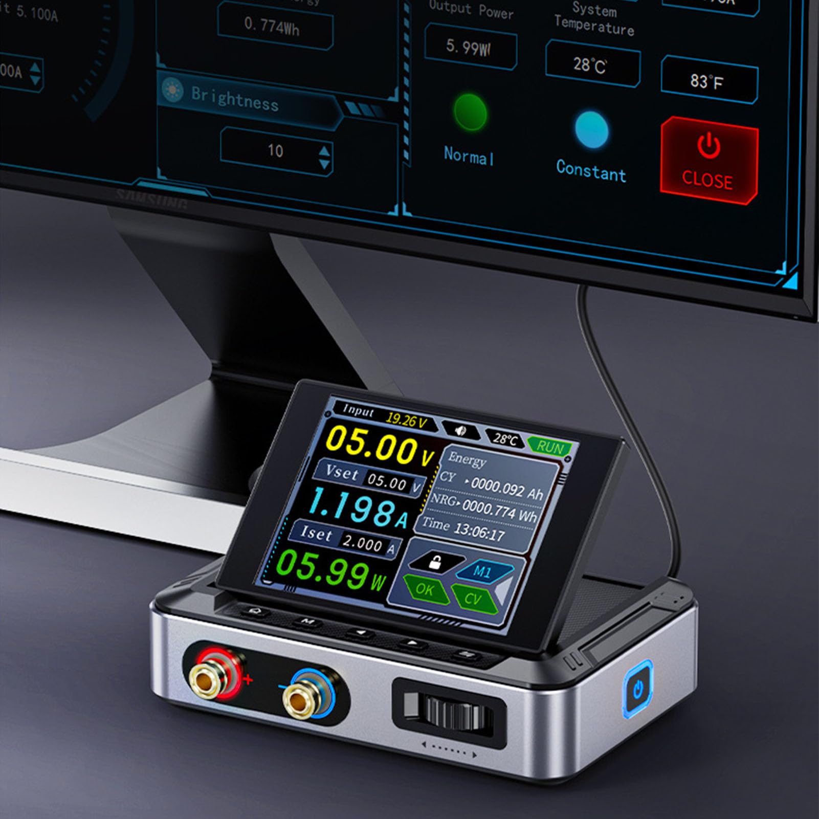 Walfront Fuente de Alimentación DC Variable Conmutación Ajustable Fuente de Alimentación DC 0-30V 0-5A 0-150W Salida 2.8 Pulgadas HD IPS Pantalla de Color 90 ° Diseño Flip PD/QC/DC