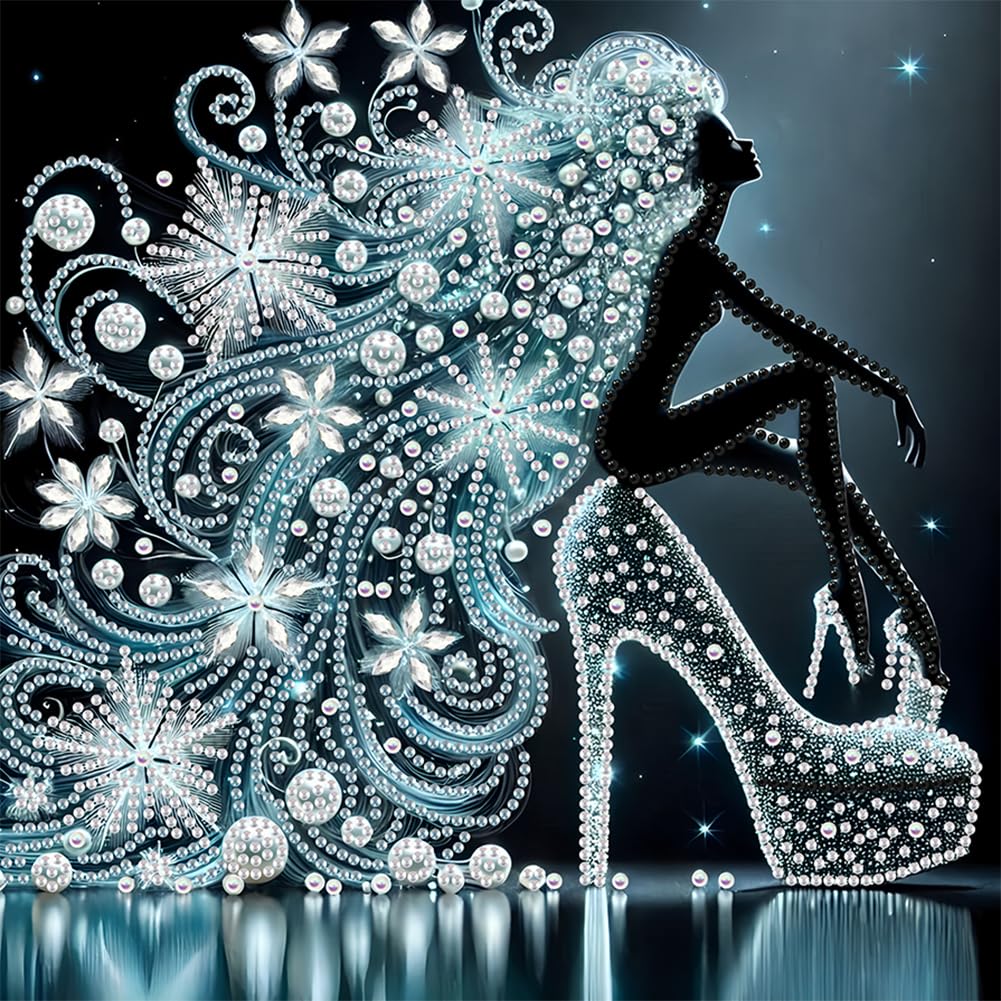 Diamond Art Painting Kits for Adults,5D Special Shape Diamond Painting Kits, Crystal Rhinestones Diamond Dots and Crafts Adults for Home Decor(Elegant Lady) 11.81x11.81inch