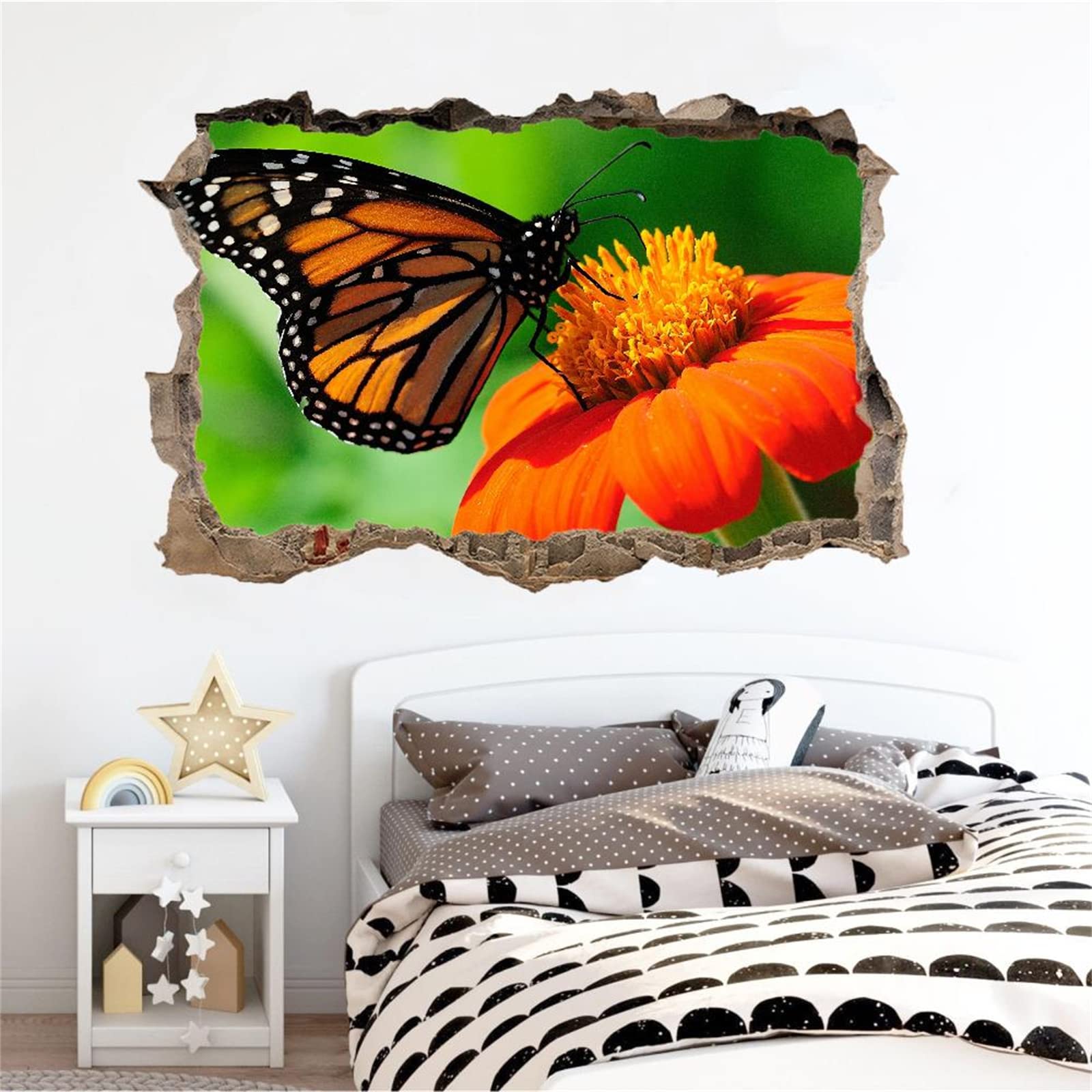 Decorazione Da Parete 3D, Farfalla Stanza Delle Autoadesivo Della Parete Smontabile Fiore Decalcomanie Per Camera Da Letto Per Bambini Nursery Decorazioni Per Matrimoni Regalo 75x113cm