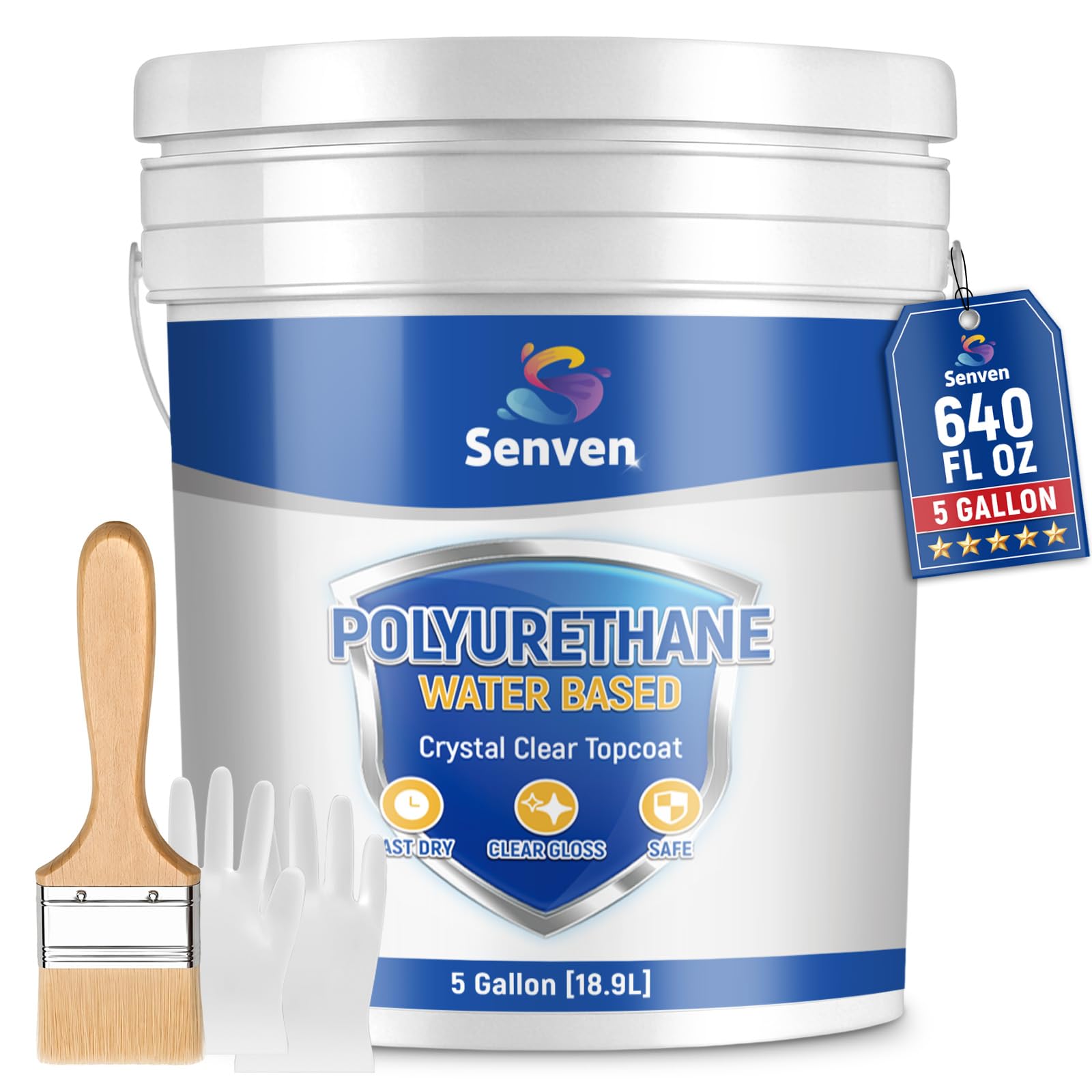 5 Gallon Polyurethane Wood Finish Water Based Polyurethane Clear Gloss Wood Protection Polyurethanes Waterproof Coating, Fast Dry Polyurethanes Sealant, Easy Clean Up