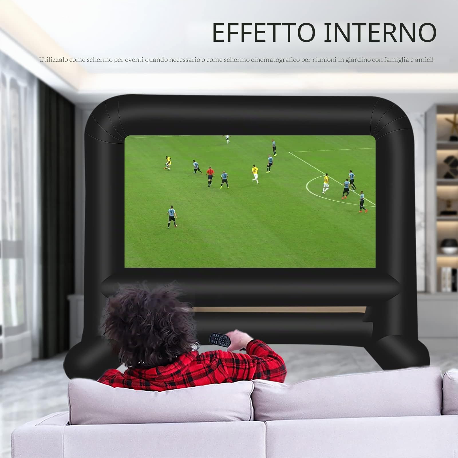 Schermo gonfiabile per esterni, schermo di proiezione, pacchetto con telaio, ventilatore, corda, picchetti, borsa quotidiana (16 piedi)