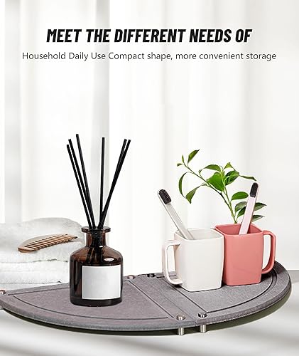 Miniatura 9 de Qivine Bandeja de secado de piedra para encimera de cocina, bandeja de fregadero de piedra de diatomita de secado rápido con posavasos de diatomeas,