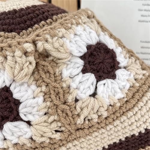 Miniatura 9 de Sombreros de ganchillo para mujer, sombreros de ganchillo hechos a mano, gorros de punto, sombrero de pesca flexible, gorra floral a rayas, moda al