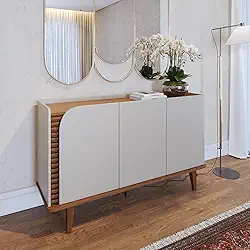 Buffet para Sala de Jantar 3 Portas Jurerê Off White com Freijó Off White Matte/Freijó