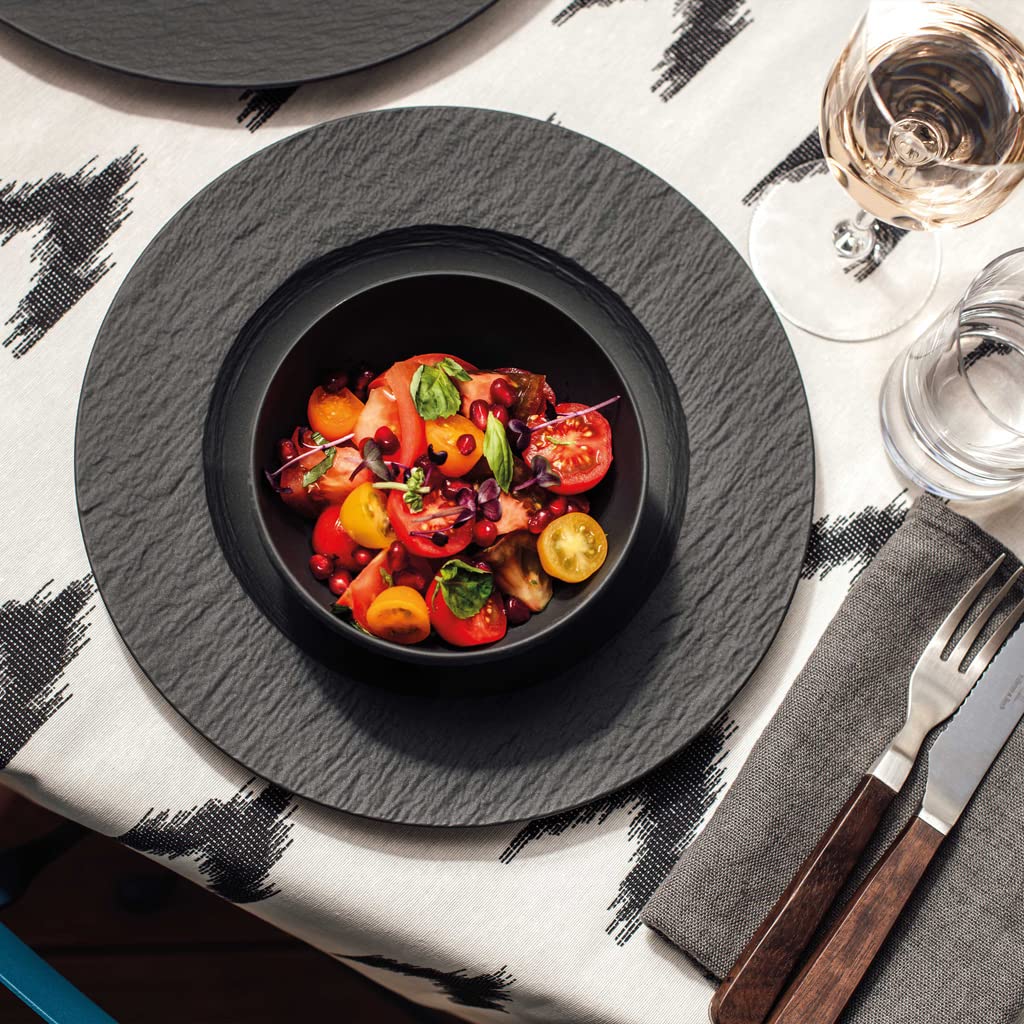 Villeroy & Boch – Manufacture Rock Starter-Set 6 teilig schwarz, Spülmaschinenfest, Mikrowellensicher, Geschirr Set Schwarz Matt, Tafelservice, Essgeschirr, Premium Porzellan