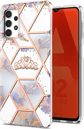 HDYB Crown - Funda de teléfono para Samsung Galaxy A13 4G, TPU suave + patrón de mármol IMD para niñas, con lente de cámara y cubierta protectora de