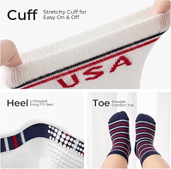 Baby Non Slip Ankle Socks with Grippers for 0 Months-7 Years Old Walking Socks