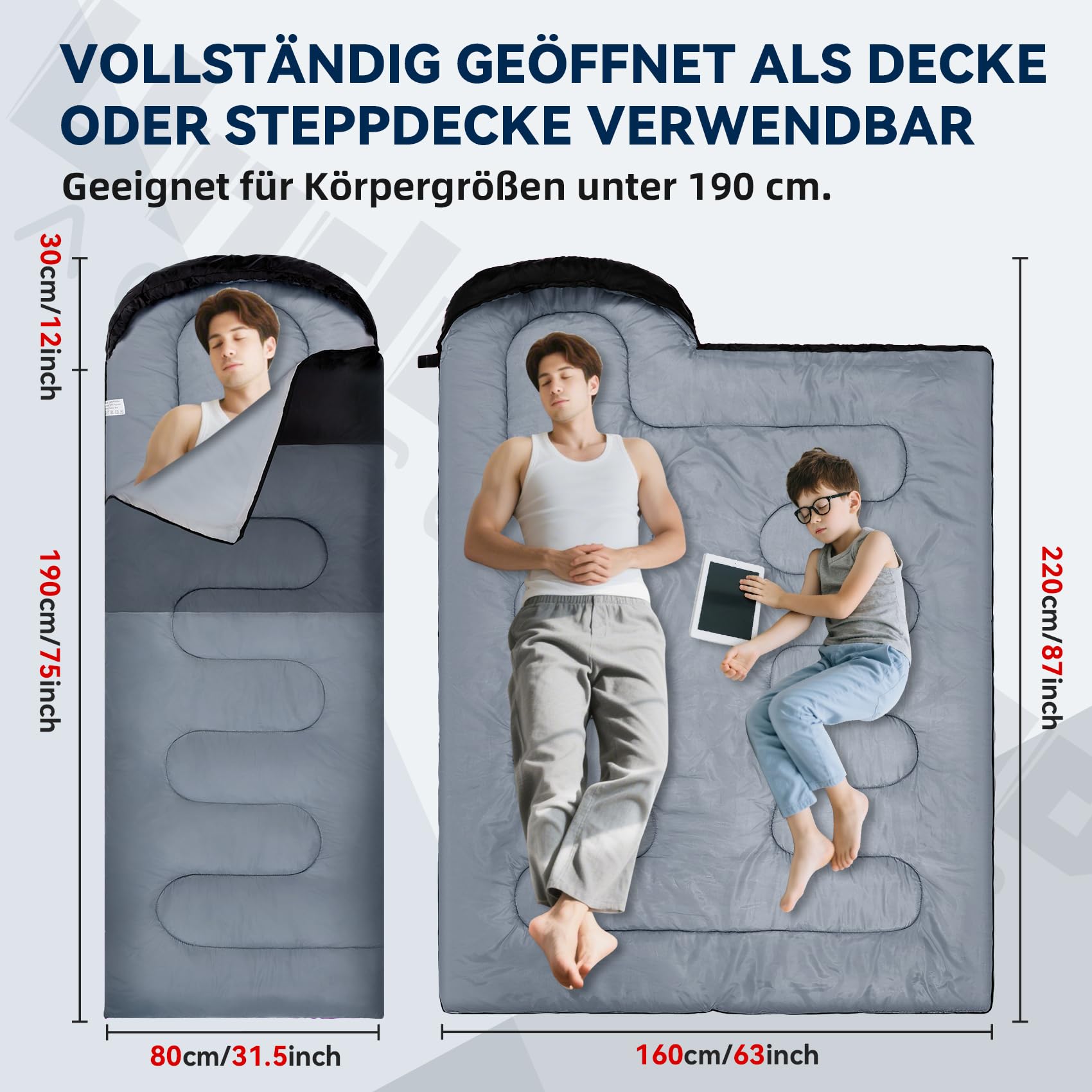 3Jahreszeiten-Camping-Schlafsack für Erwachsene und Kinder – Ultraleichter, kompakter, wasserdichter Rucksack-Schlafsack
