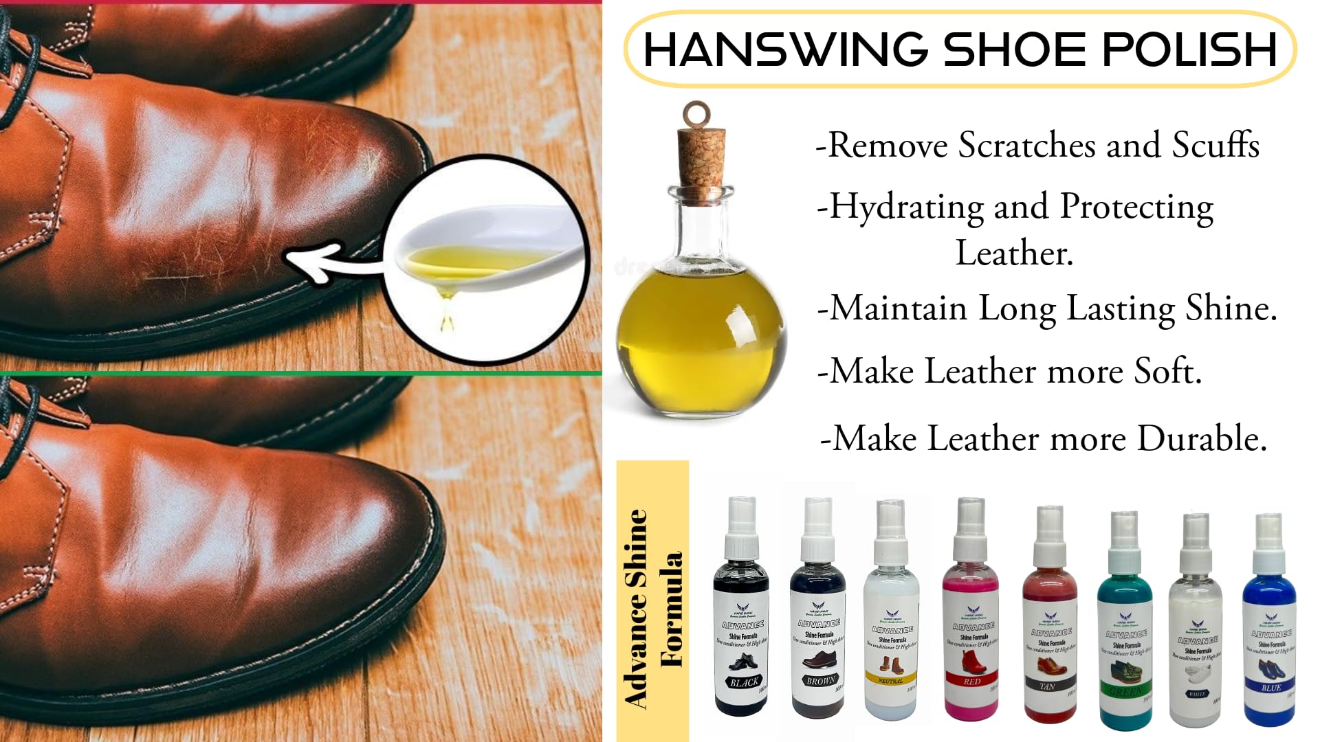 HANSWING Leather Shoe High Shiner Blue Polish 1