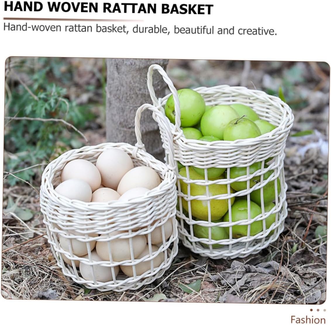 Cabilock 3pcs Rattan Woven Hanging Storage Basket for Garlic Eggs and Kitchen Essentials Hollow Design Random Versatile Home Decor and Organizer for Indoors and Outdoors