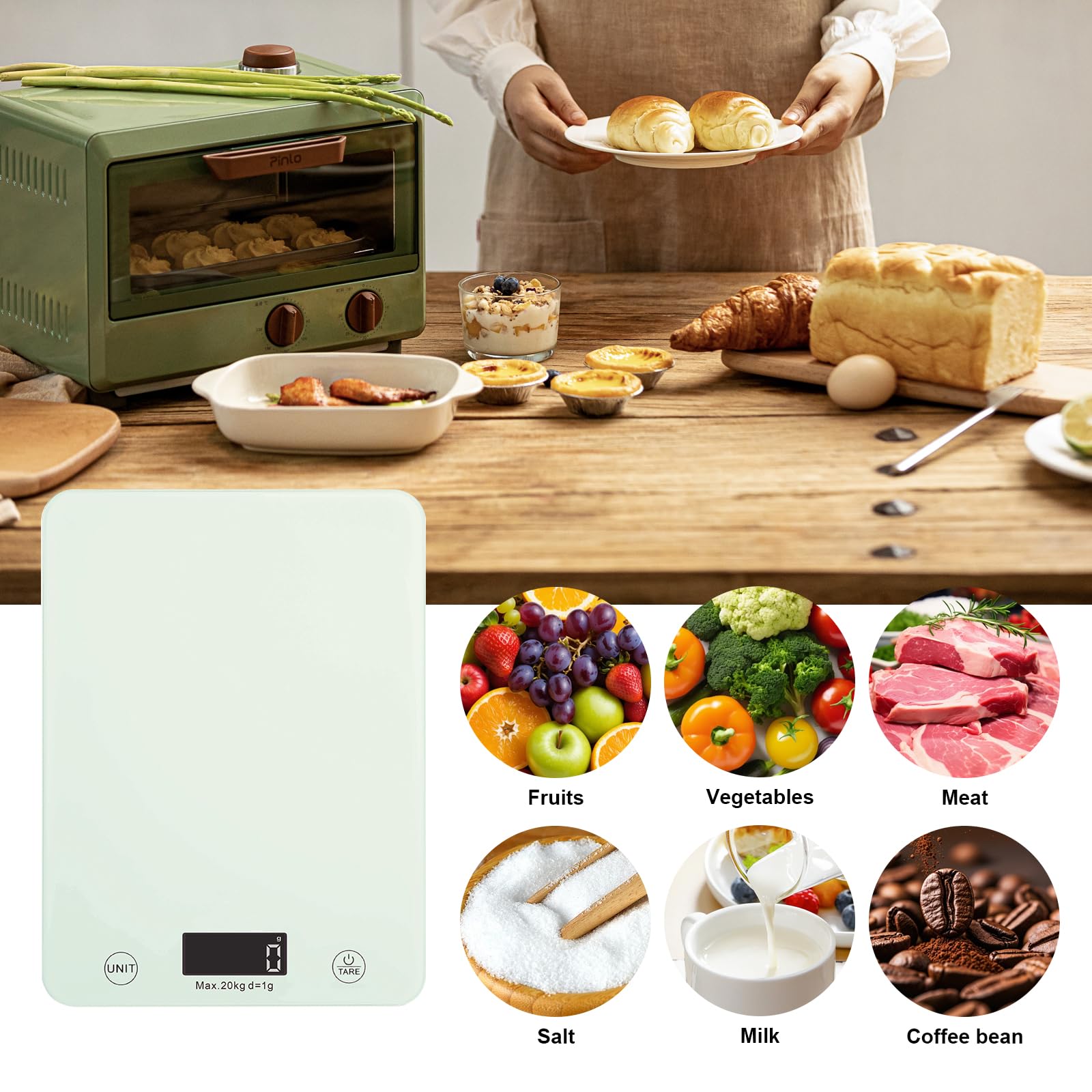 La báscula digital de alimentos de cocina puede proporcionar cocinar y pesar harina, frutas y café. Es una báscula digital electrónica inteligente que se puede conectar a una aplicación